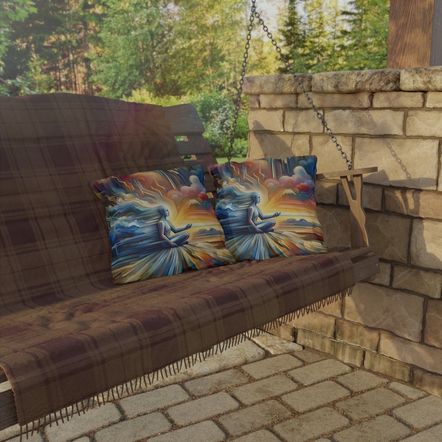 Eternal Digital Meditation Outdoor Pillows