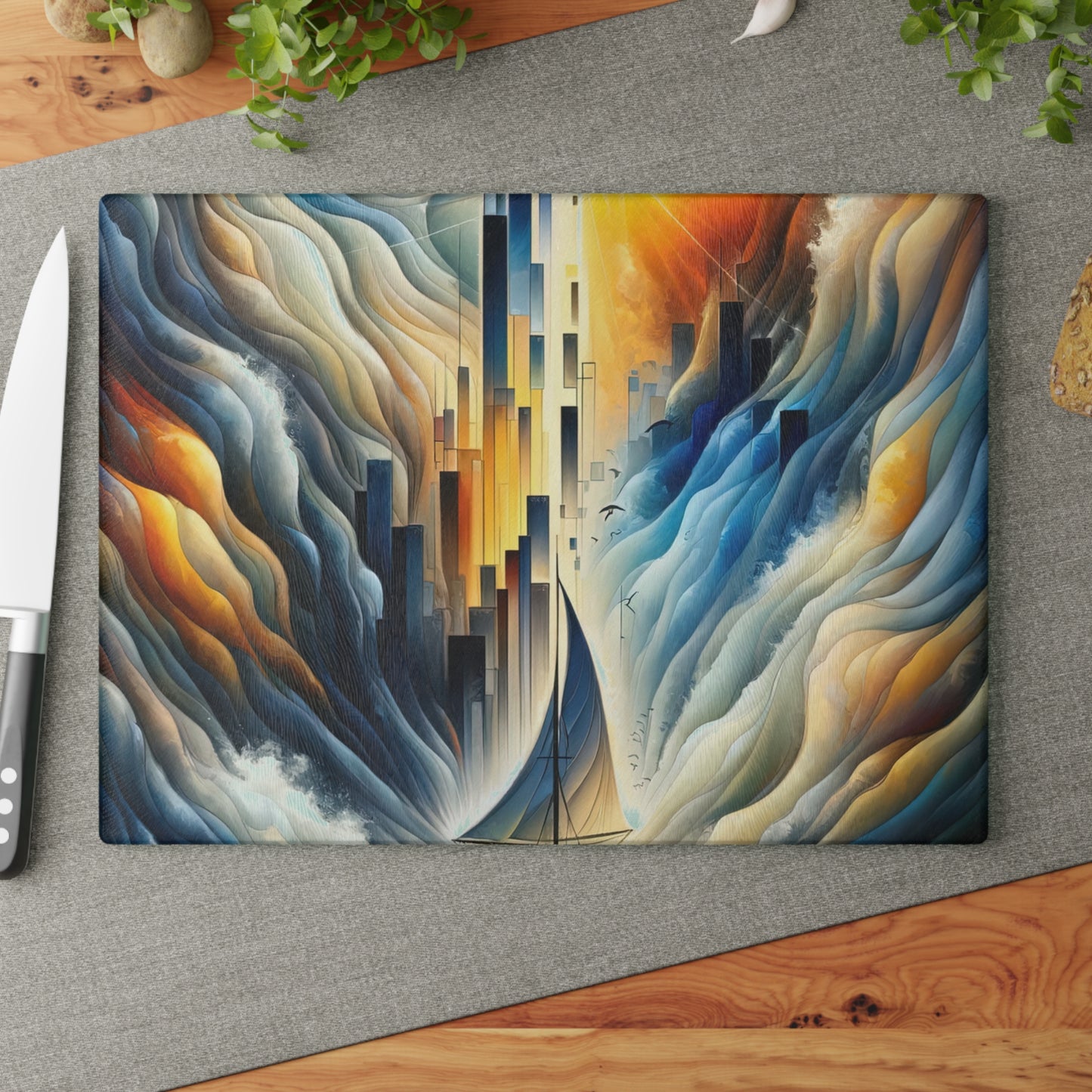 Beacon Sail Change Glass Cutting Board
