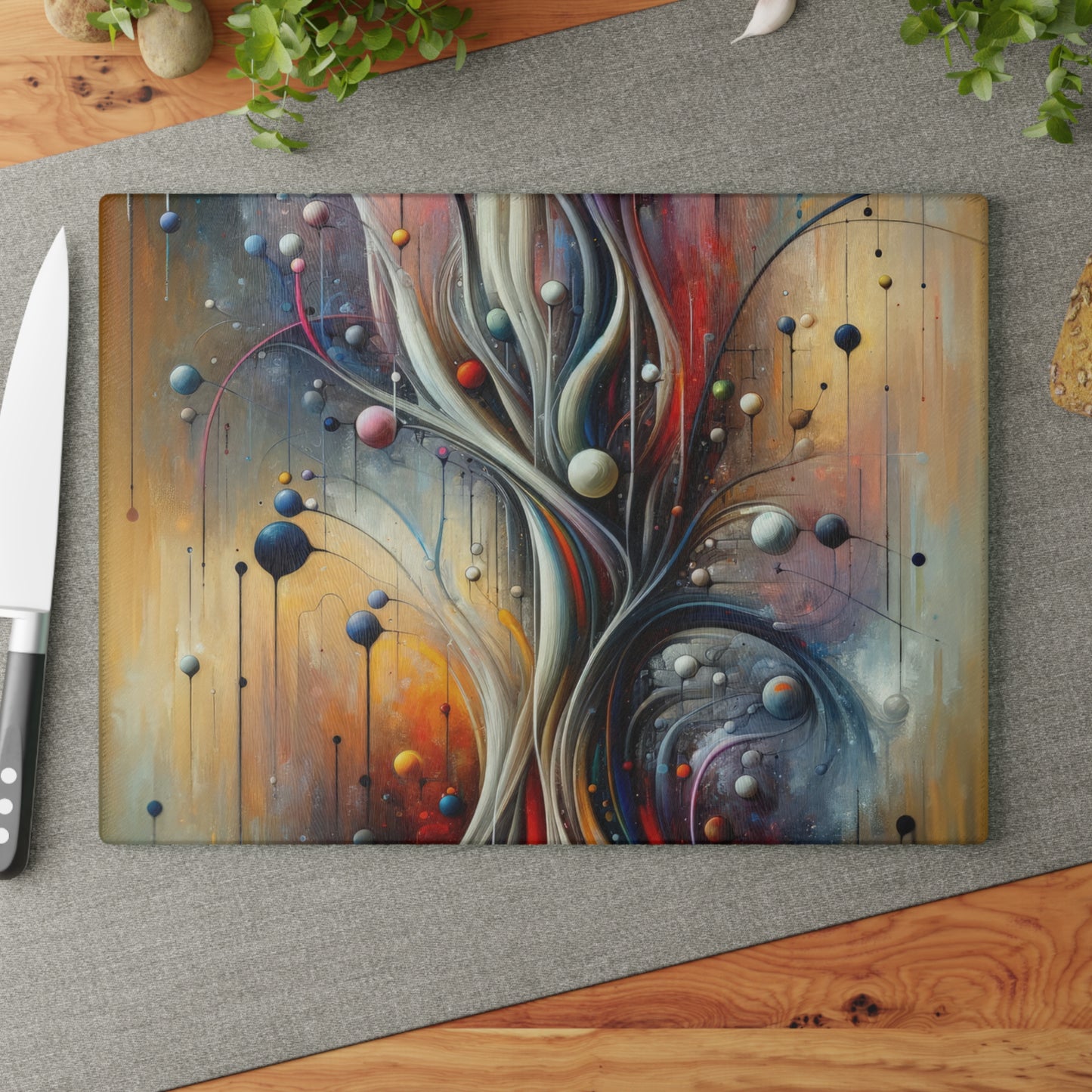 Invisible Threads Influence Glass Cutting Board