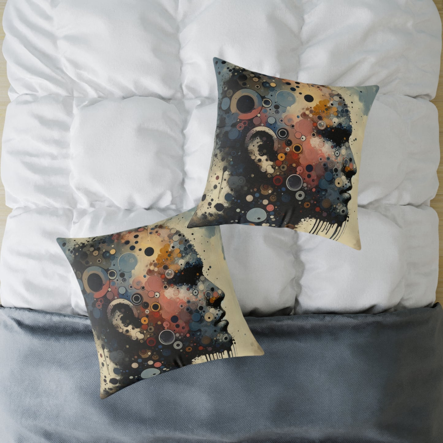 Reflective Tachism Contemplation Spun Polyester Pillow