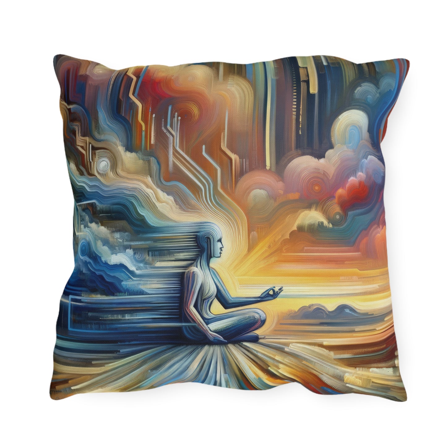 Eternal Digital Meditation Outdoor Pillows