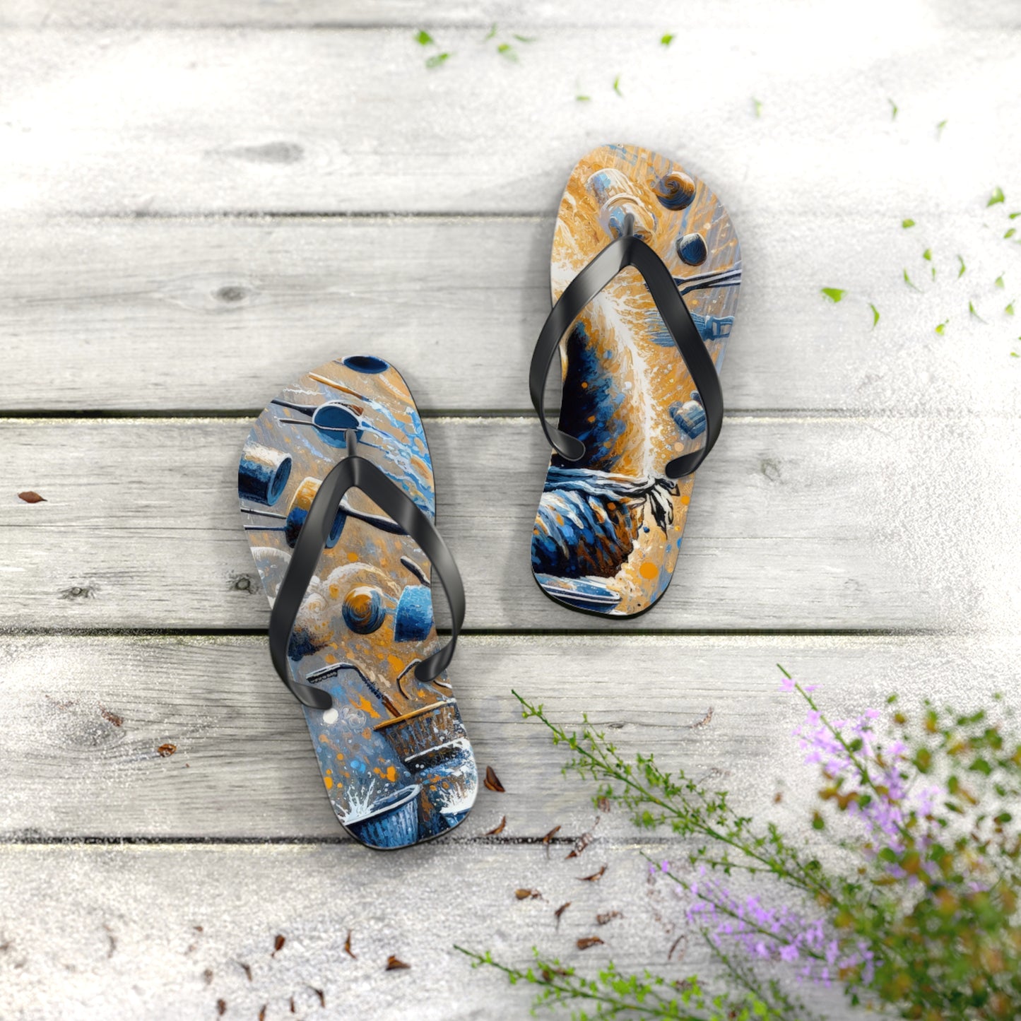 Meditative Kinetic Tachism Flip Flops