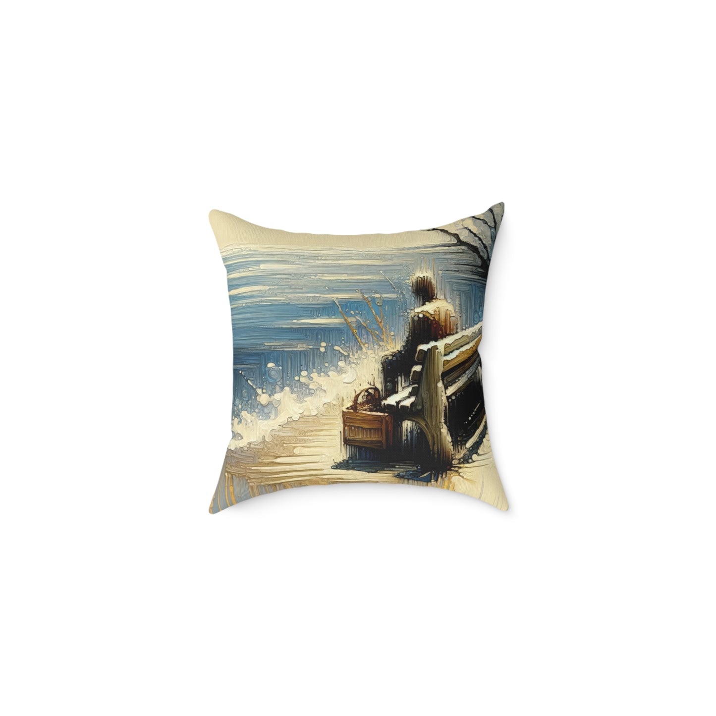 Seaside Solitude Tachism Spun Polyester Pillow