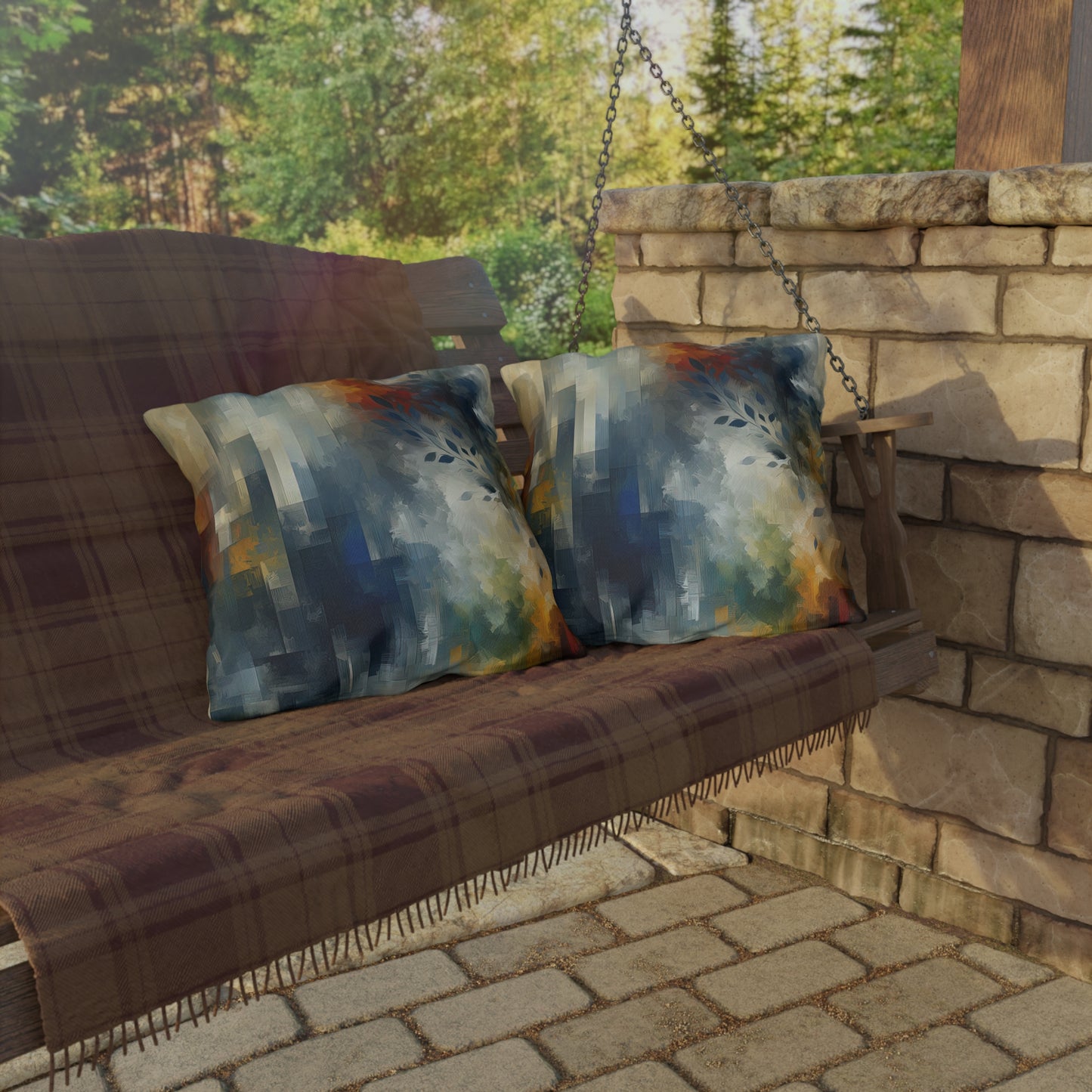 Contemplative Leaves Whispers Outdoor Pillows