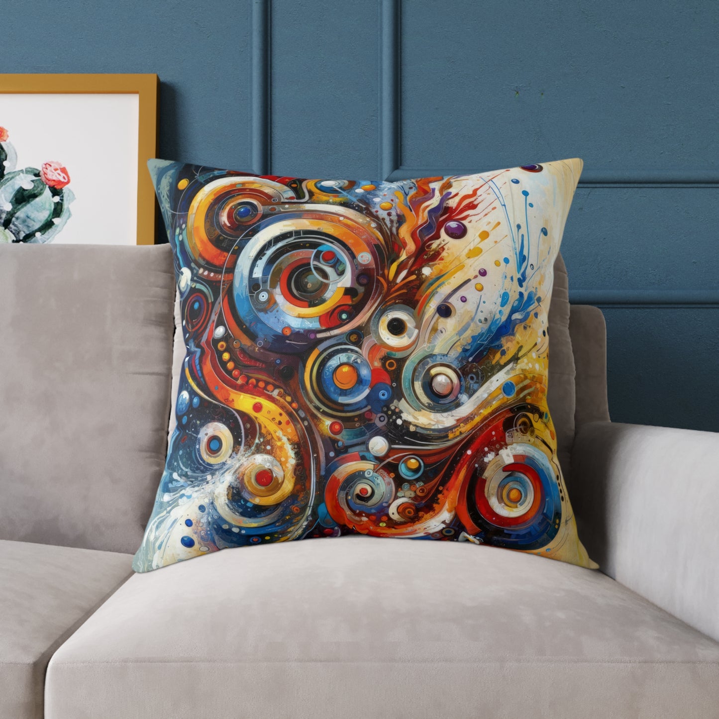 Harmonic Abstract Synergy Spun Polyester Pillow