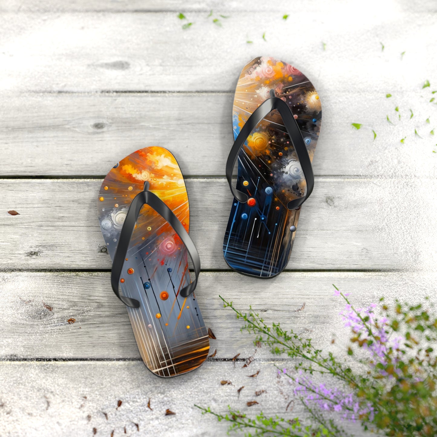 Luminous Abstract Tachism Flip Flops