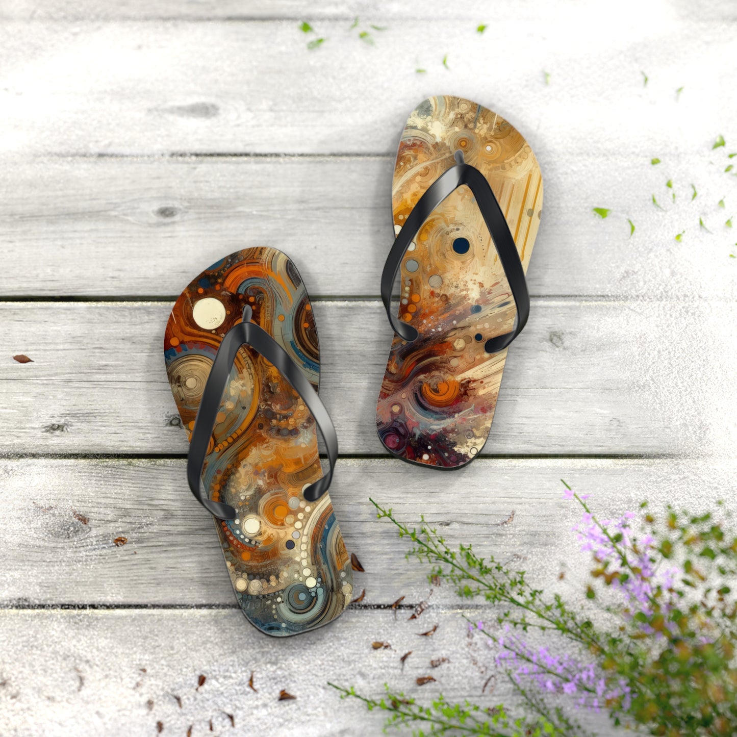 Dynamic Cultural Mosaic Flip Flops