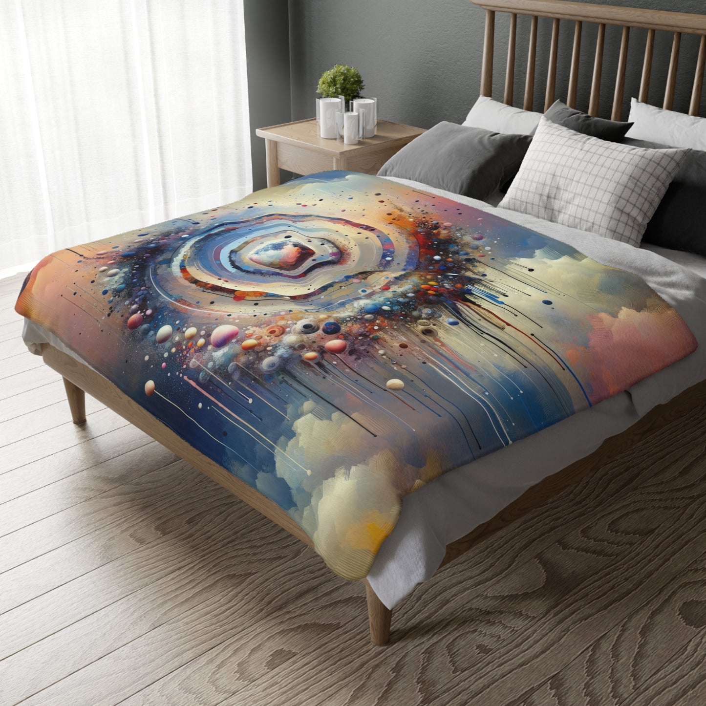 Conscious Rings Tachism Velveteen Microfiber Blanket (Two-sided print)