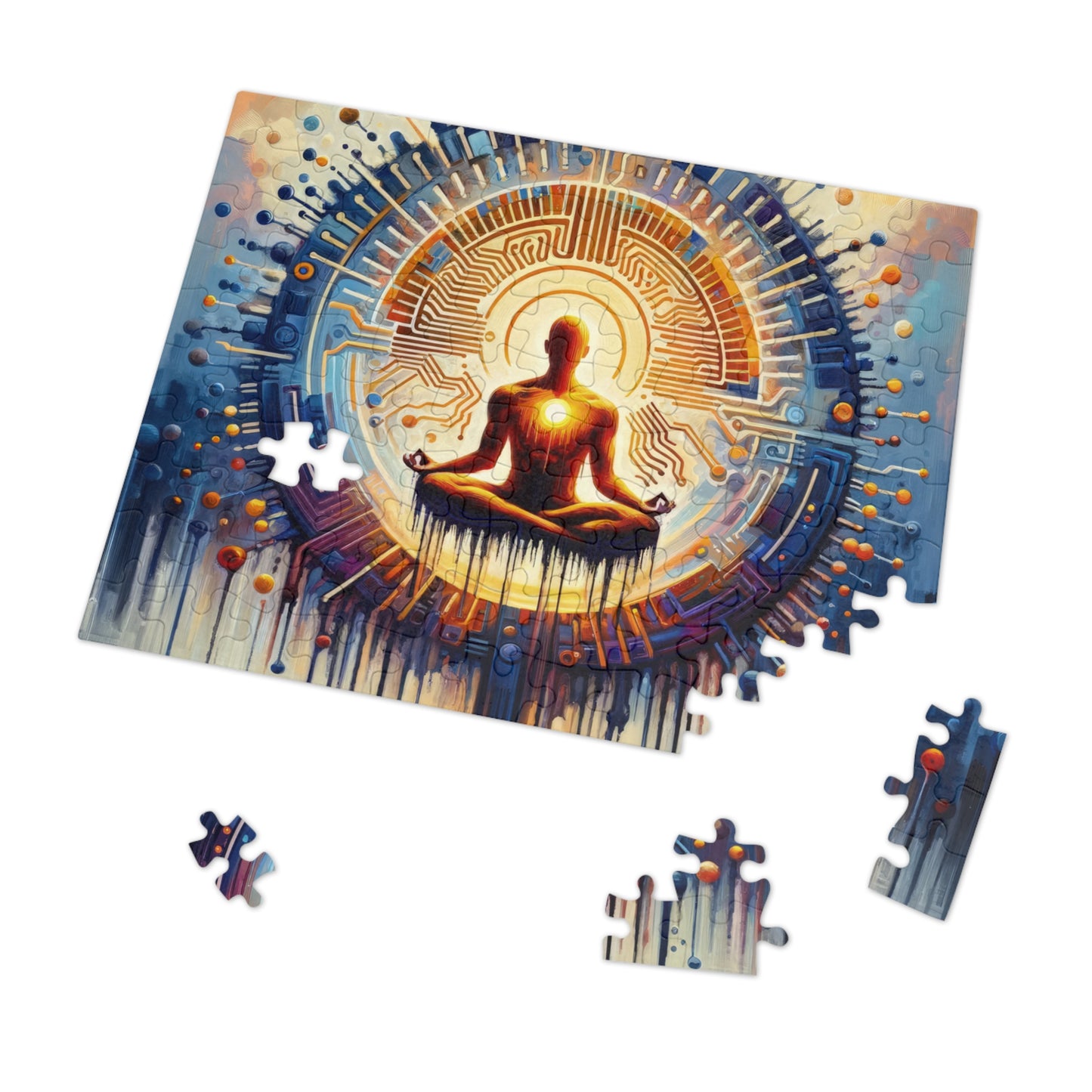 Meditative Technological Fusion Jigsaw Puzzle (30, 110, 252, 500,1000-Piece)