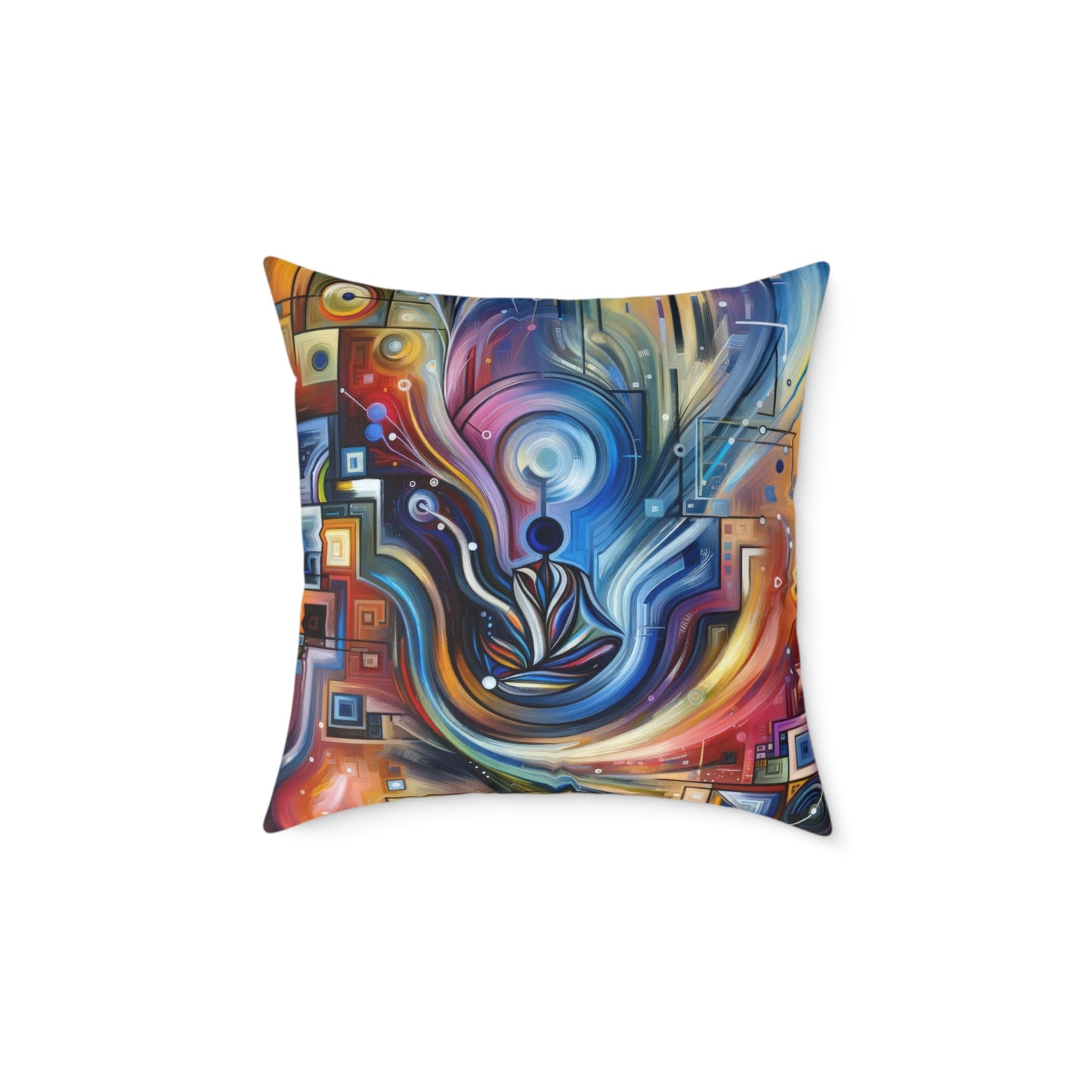 Digital Mindfulness Abstract Spun Polyester Pillow