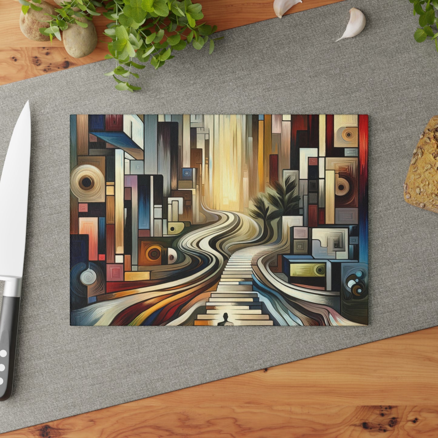 Relatable Journey Abstraction Glass Cutting Board