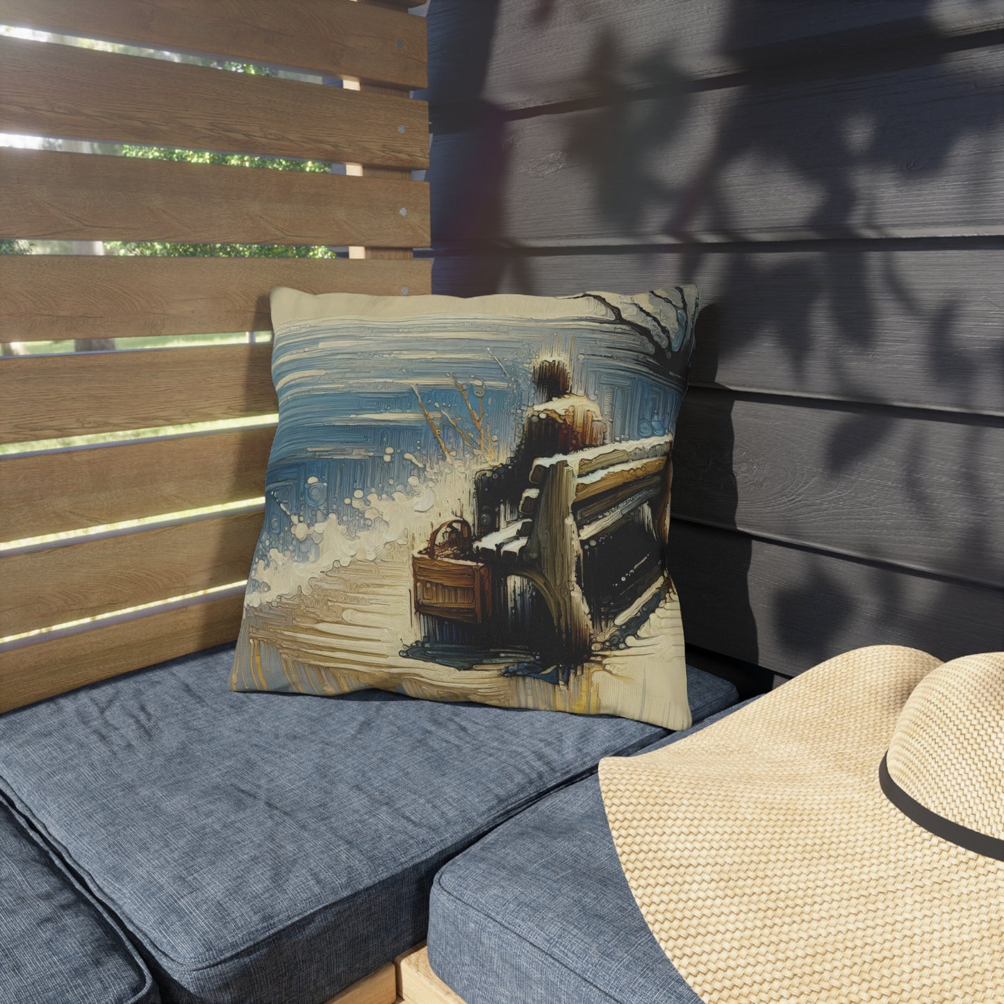 Seaside Solitude Tachism Outdoor Pillows