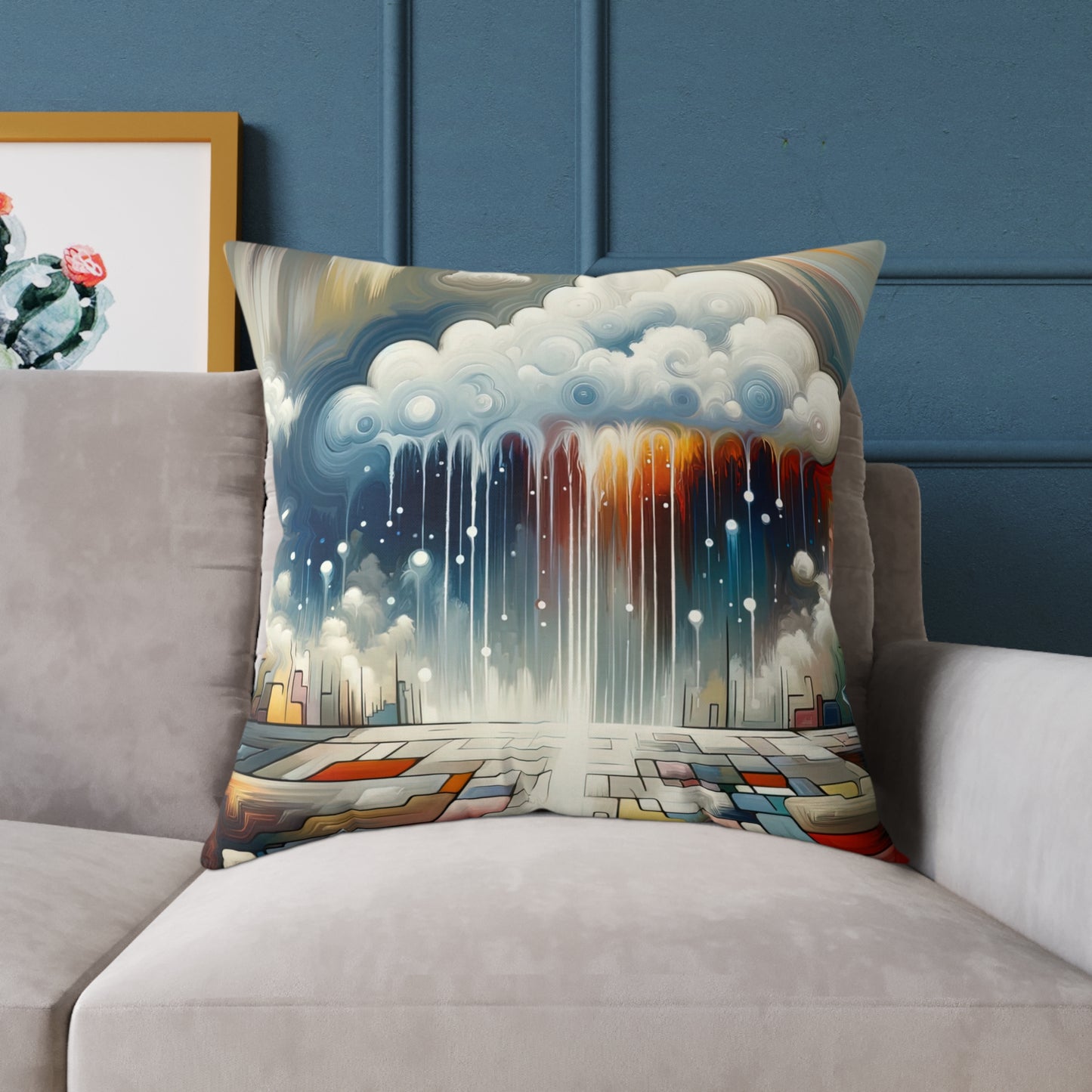 Grounding Silver Clouds Spun Polyester Pillow