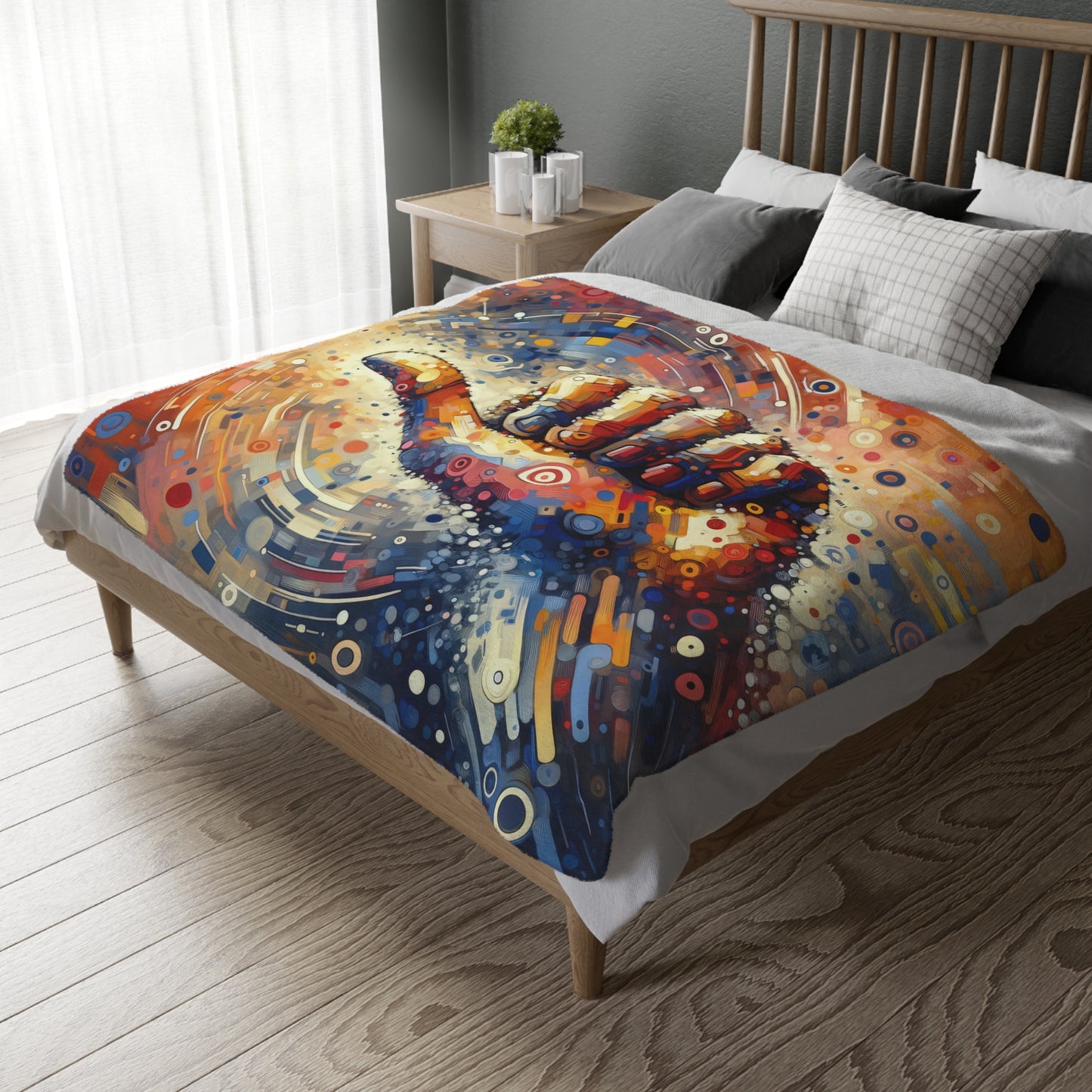 Digital Gratitude Nod Velveteen Microfiber Blanket (Two-sided print)
