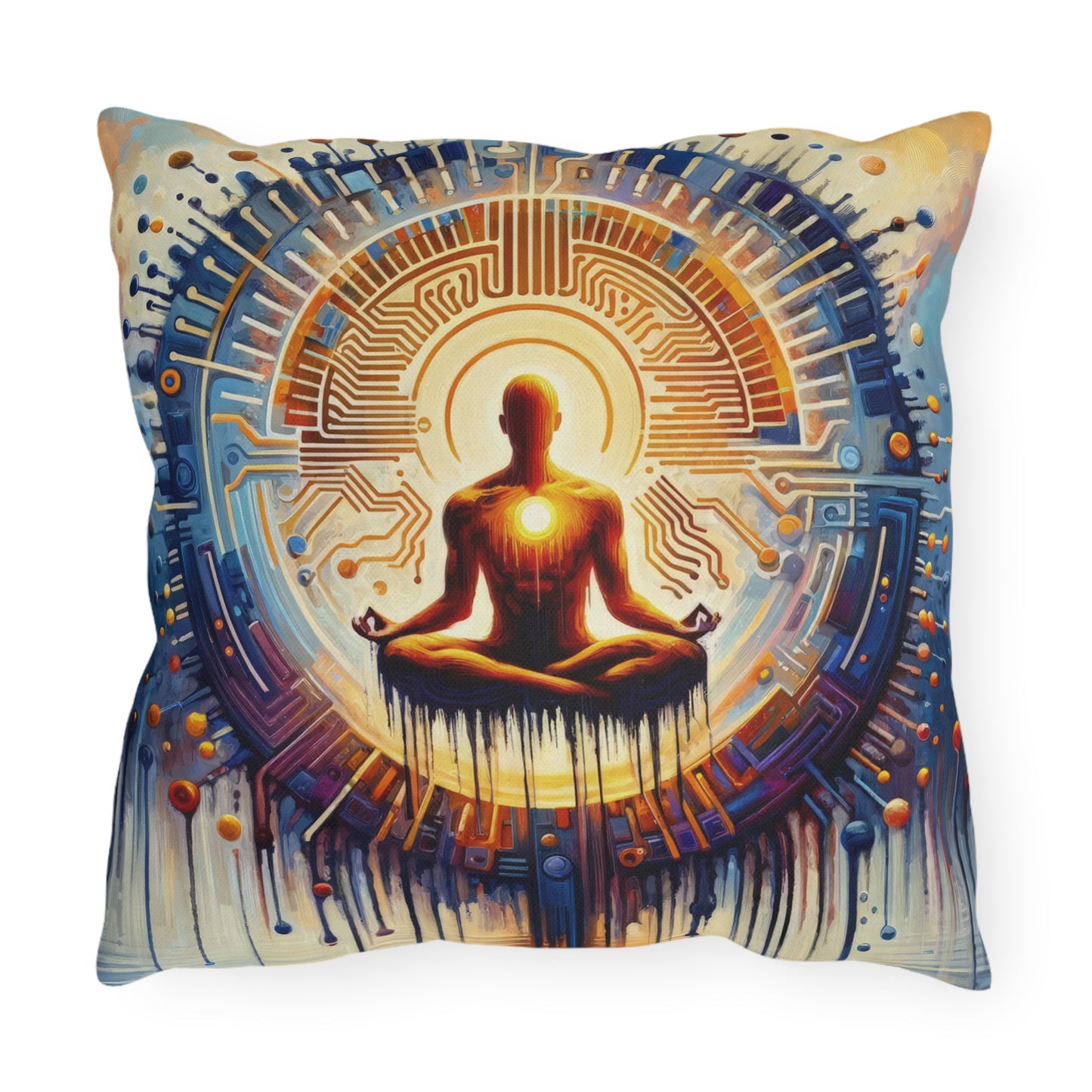 Meditative Technological Fusion Outdoor Pillows