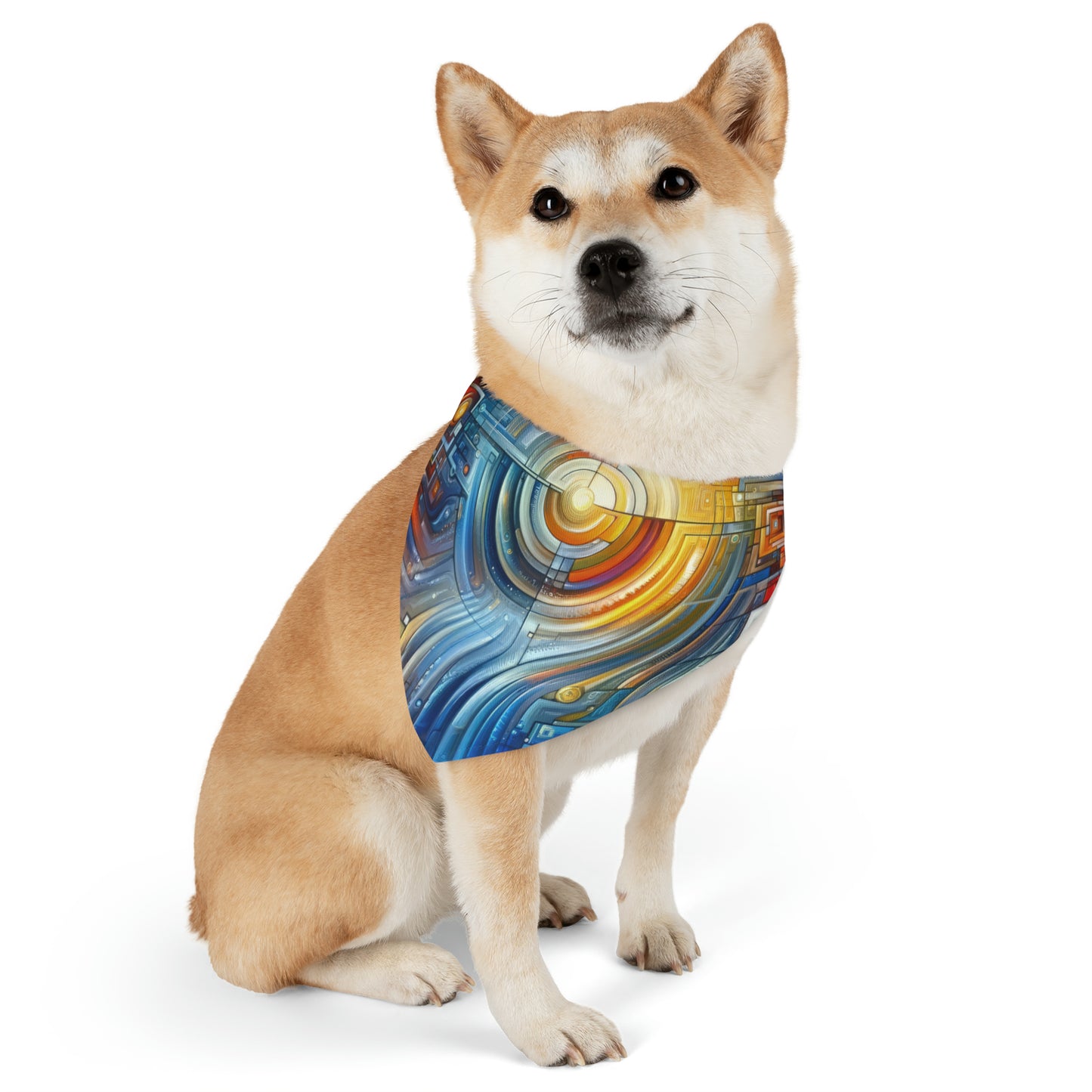 Digital Tachism Connectivity Pet Bandana Collar