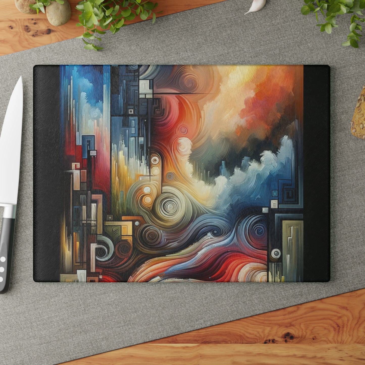Tuning Essence Abstract Glass Cutting Board