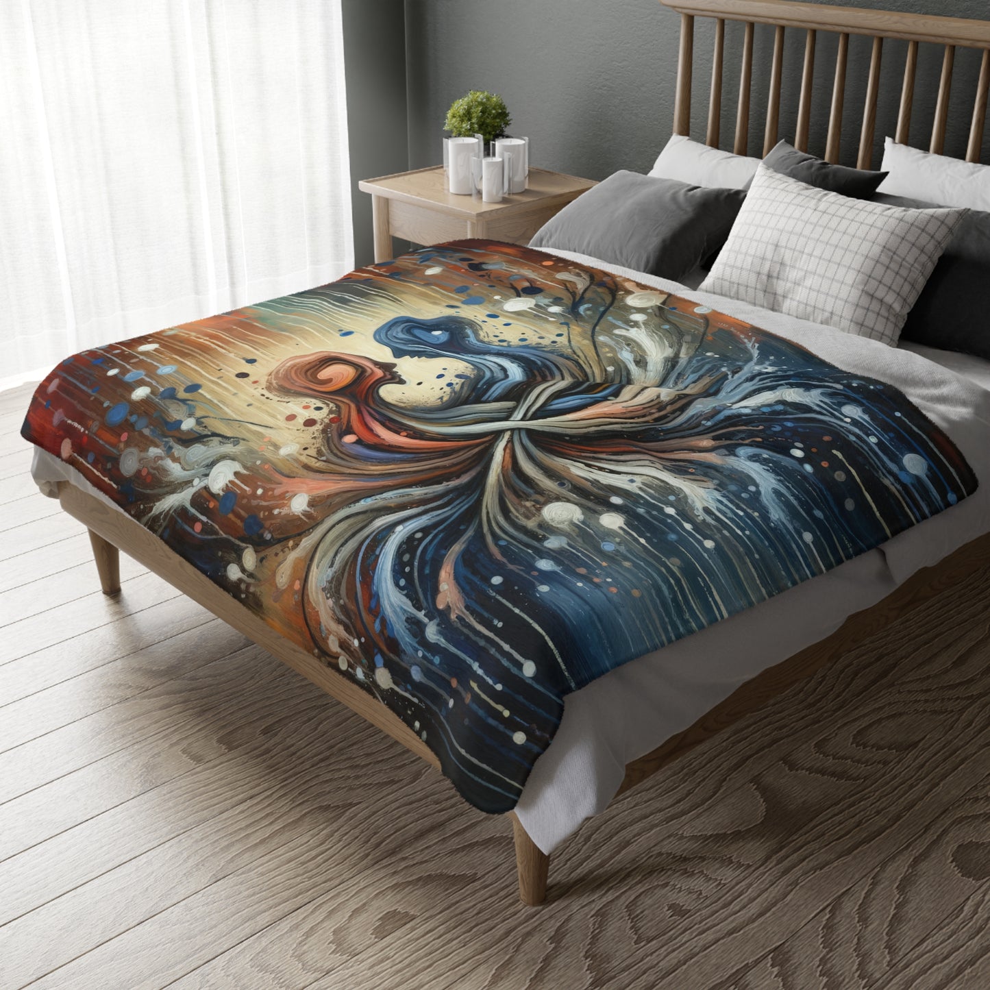Empathic Connection Tachism Velveteen Microfiber Blanket (Two-sided print)