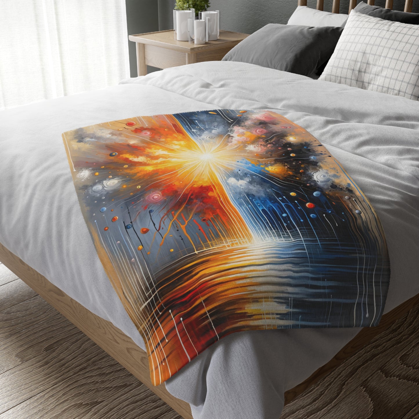 Luminous Abstract Tachism Velveteen Microfiber Blanket (Two-sided print)