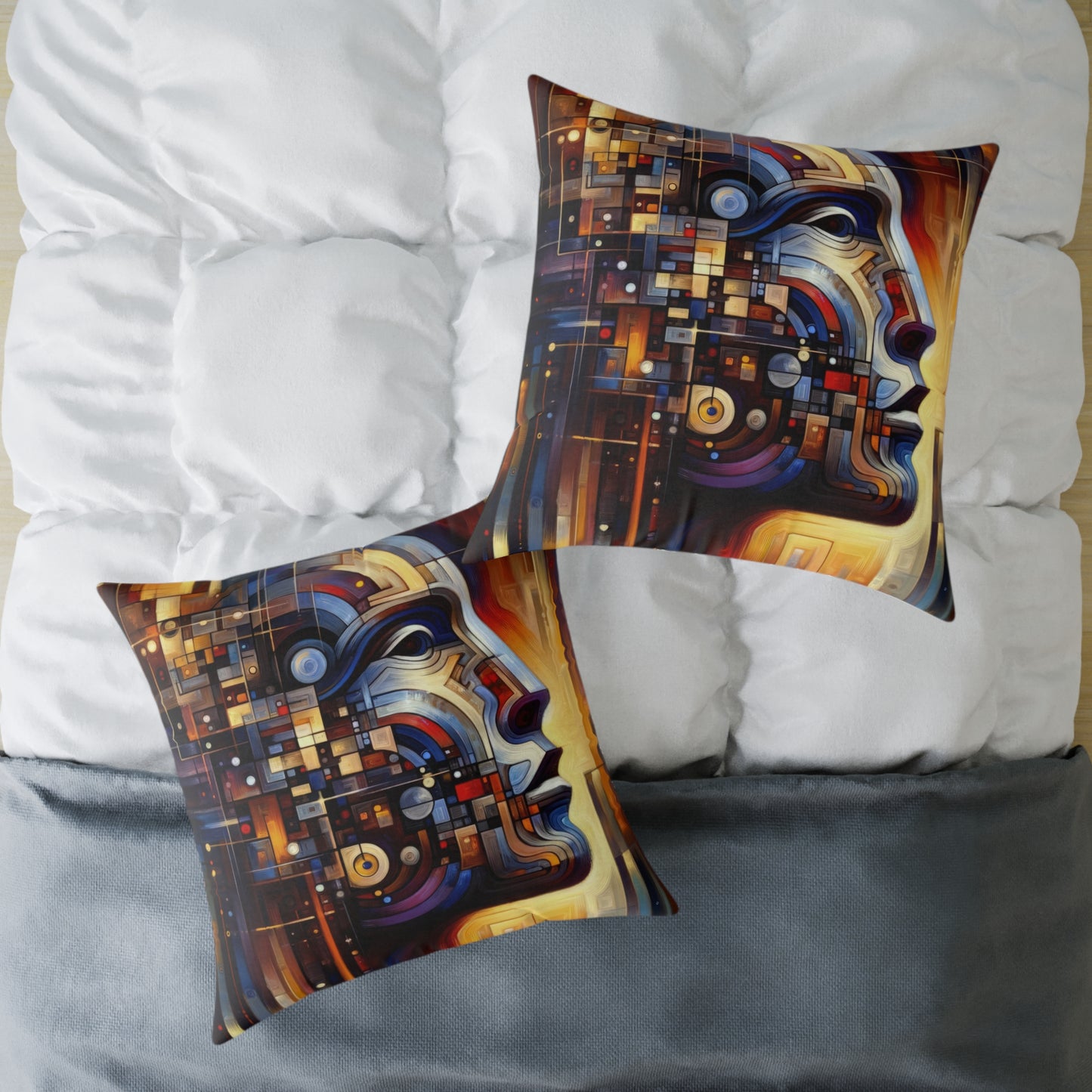 Reflective Tachism Shield Spun Polyester Pillow