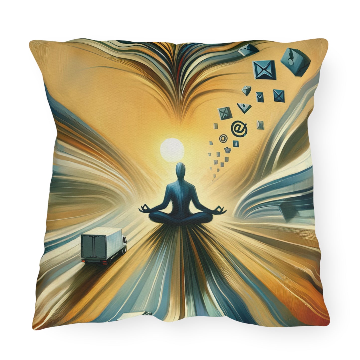Meditative Commute Flow Outdoor Pillows