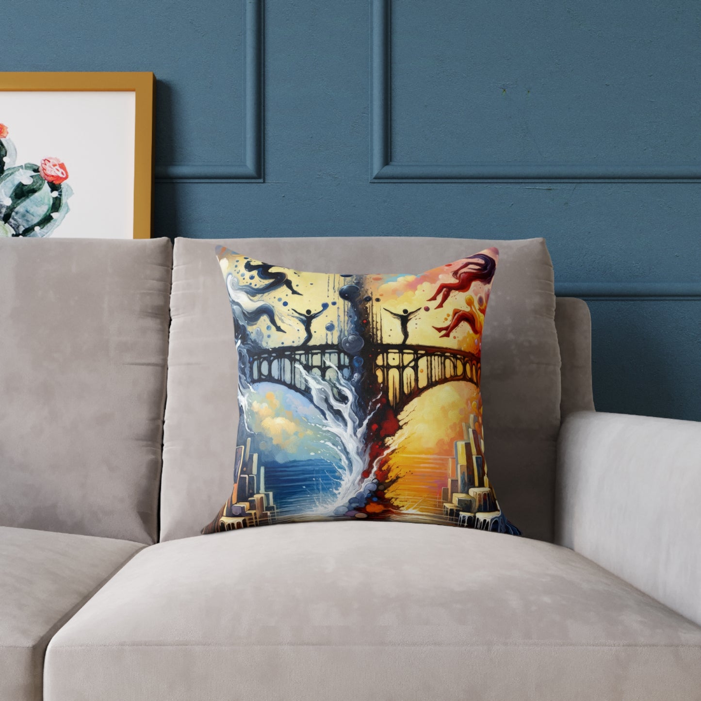 Faithful Diving Bridges Spun Polyester Pillow