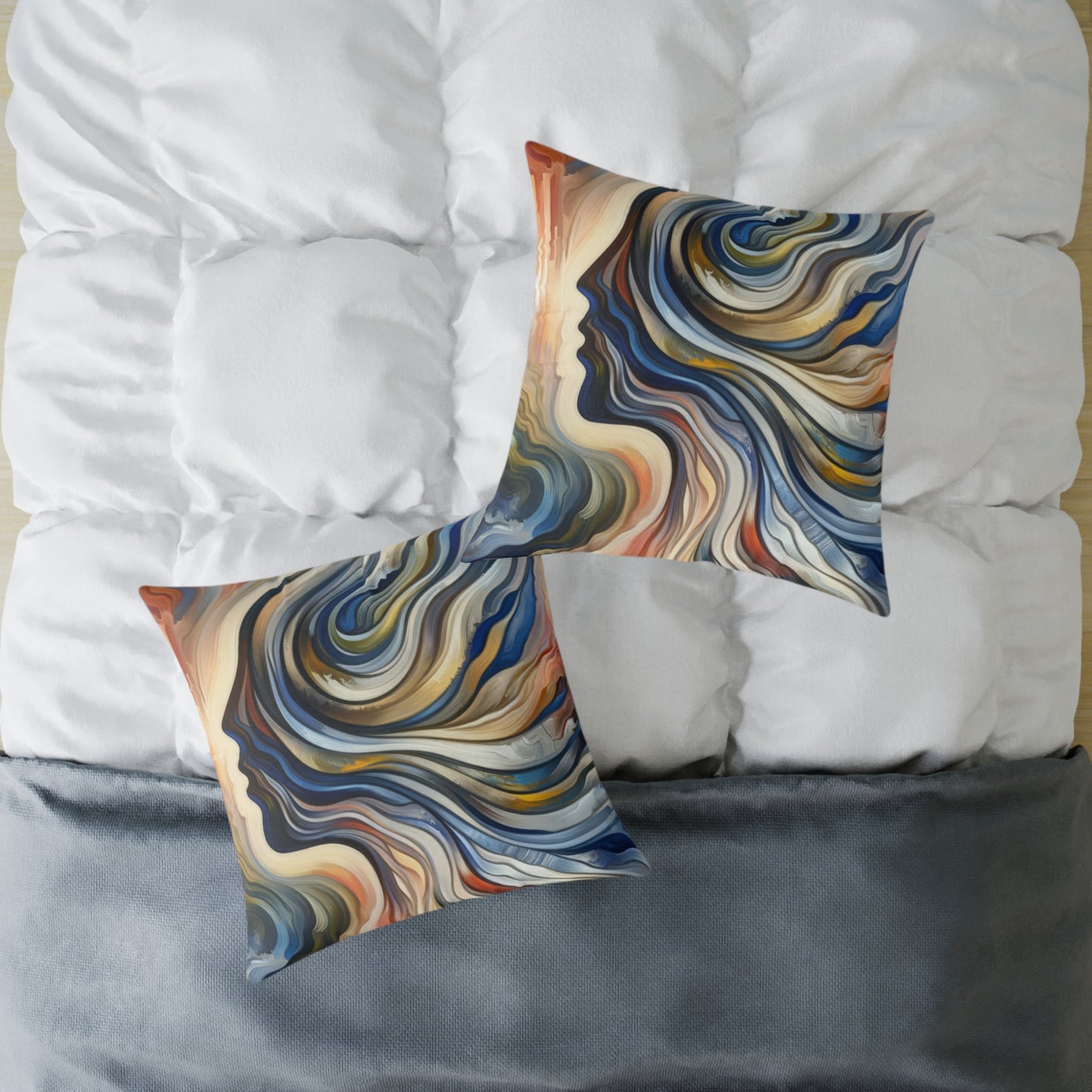 Diplomatic Emotional Currents Spun Polyester Pillow