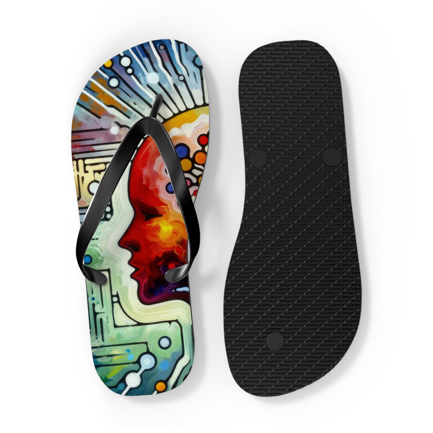 Empathetic Connection Abstract Flip Flops