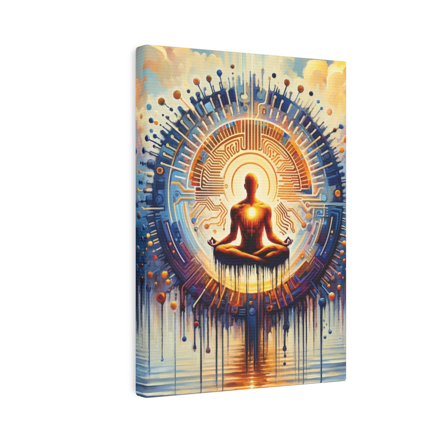 Meditative Technological Fusion Canvas Photo Tile
