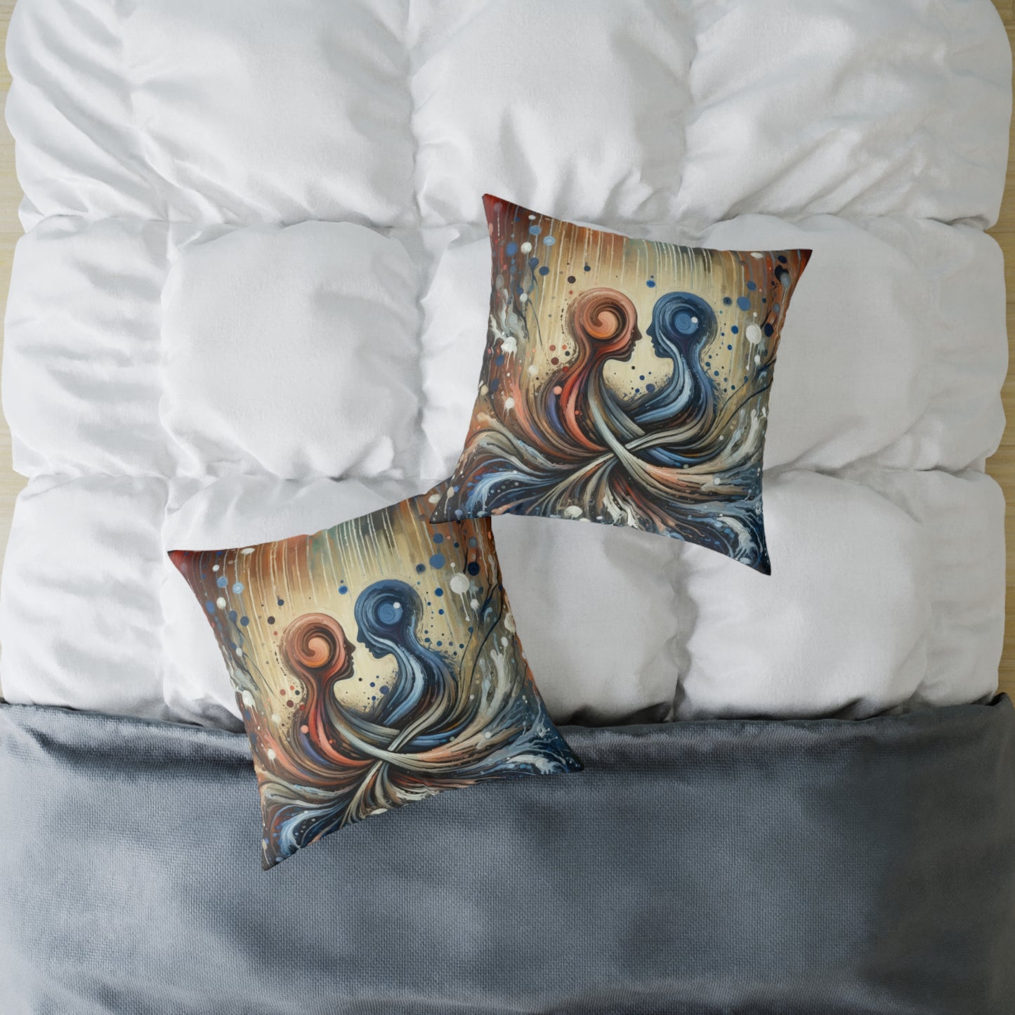 Empathic Connection Tachism Spun Polyester Pillow