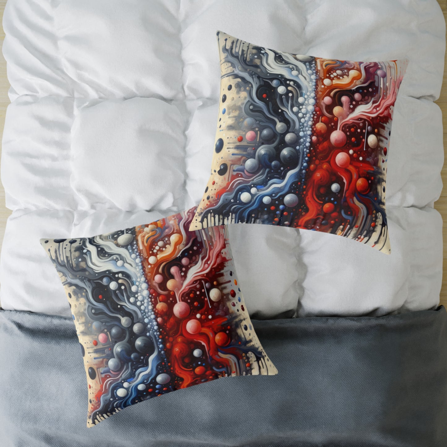 Symbiotic Exchange Abstract Spun Polyester Pillow