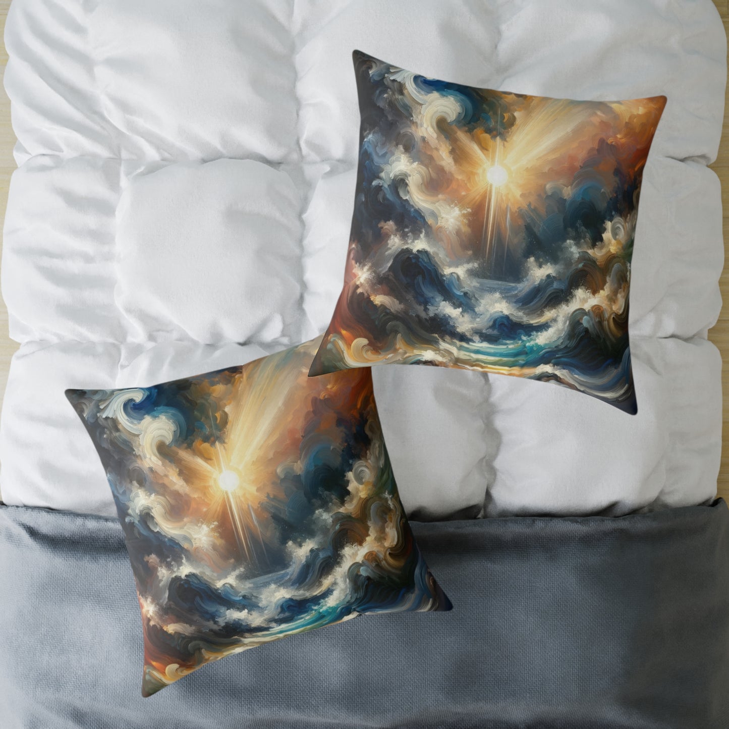 Tumultuous Sea Enlightenment Spun Polyester Pillow