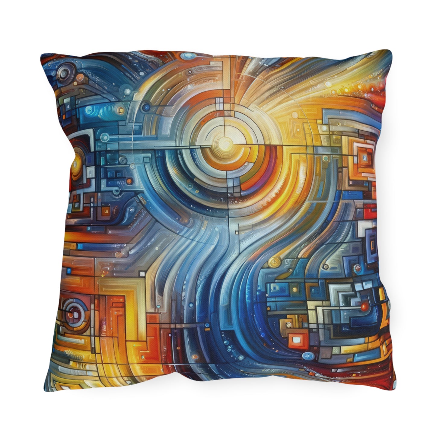 Digital Tachism Connectivity Outdoor Pillows