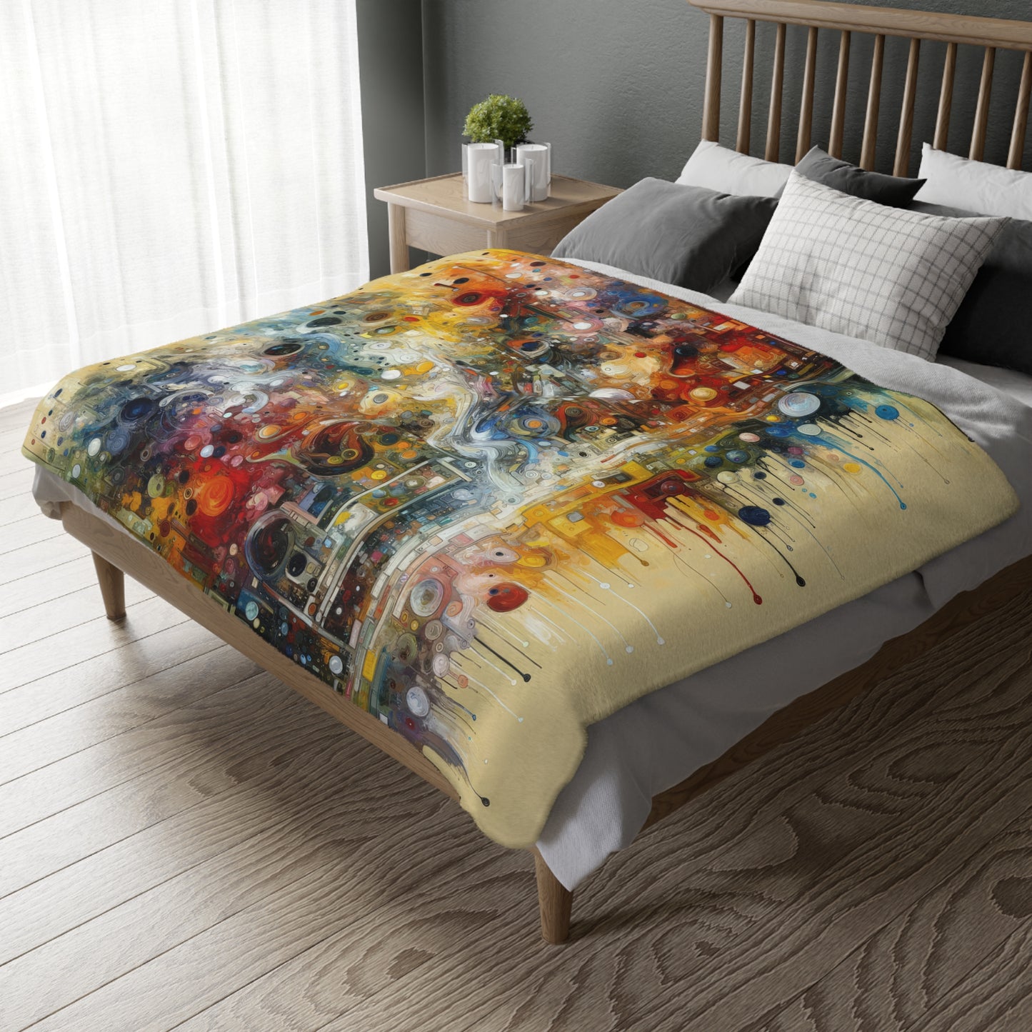 Perception Mosaic Abstract Velveteen Microfiber Blanket (Two-sided print)