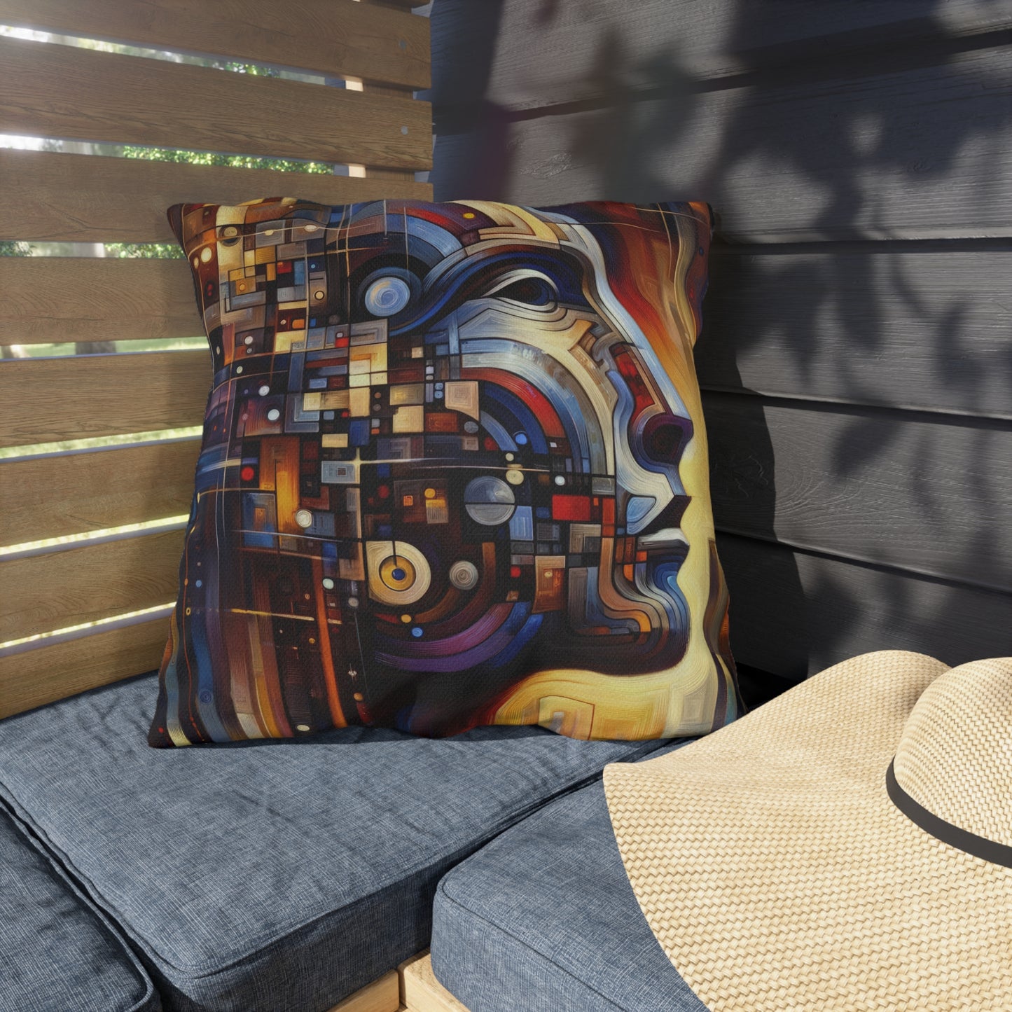 Reflective Tachism Shield Outdoor Pillows