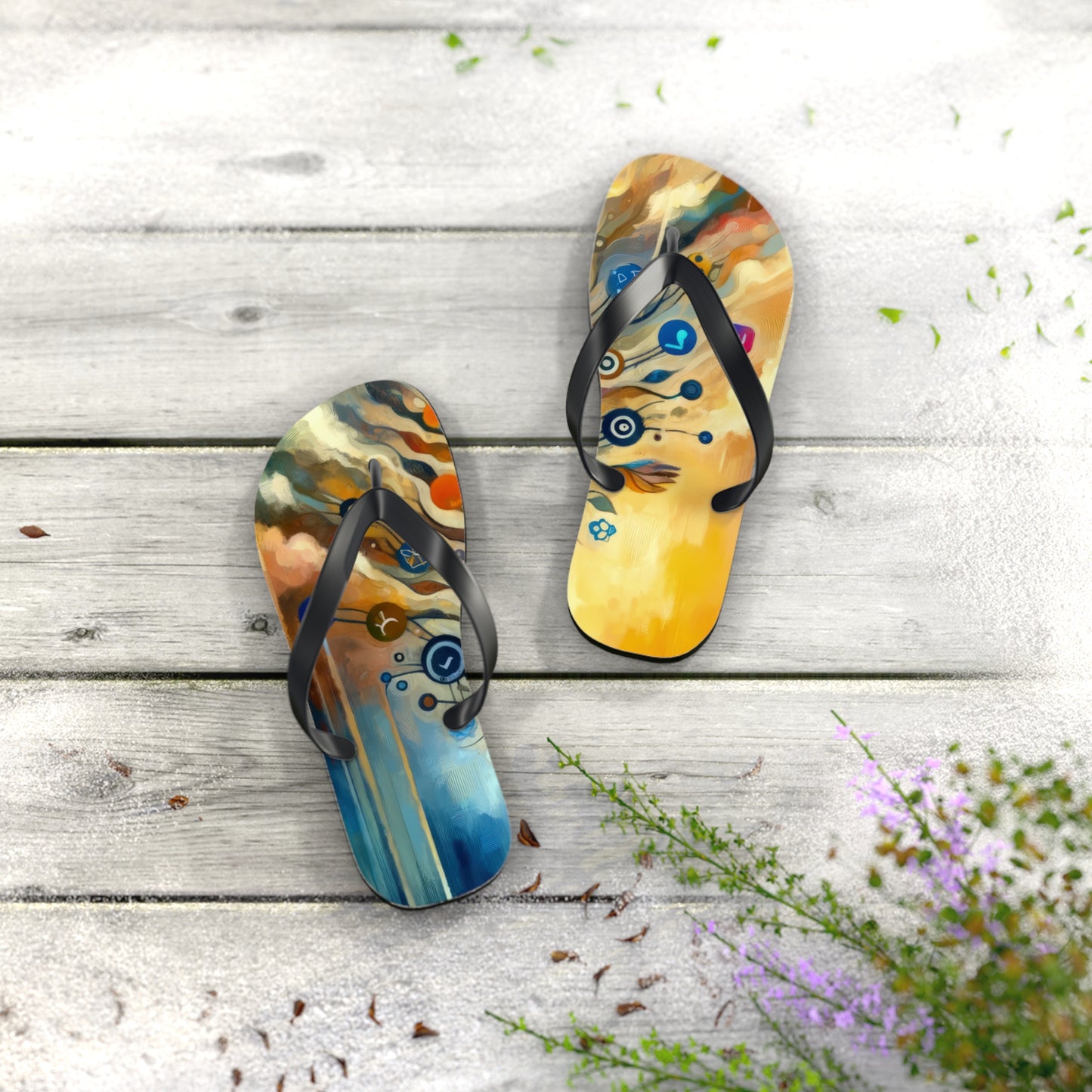 Reflective Digital Meditation Flip Flops