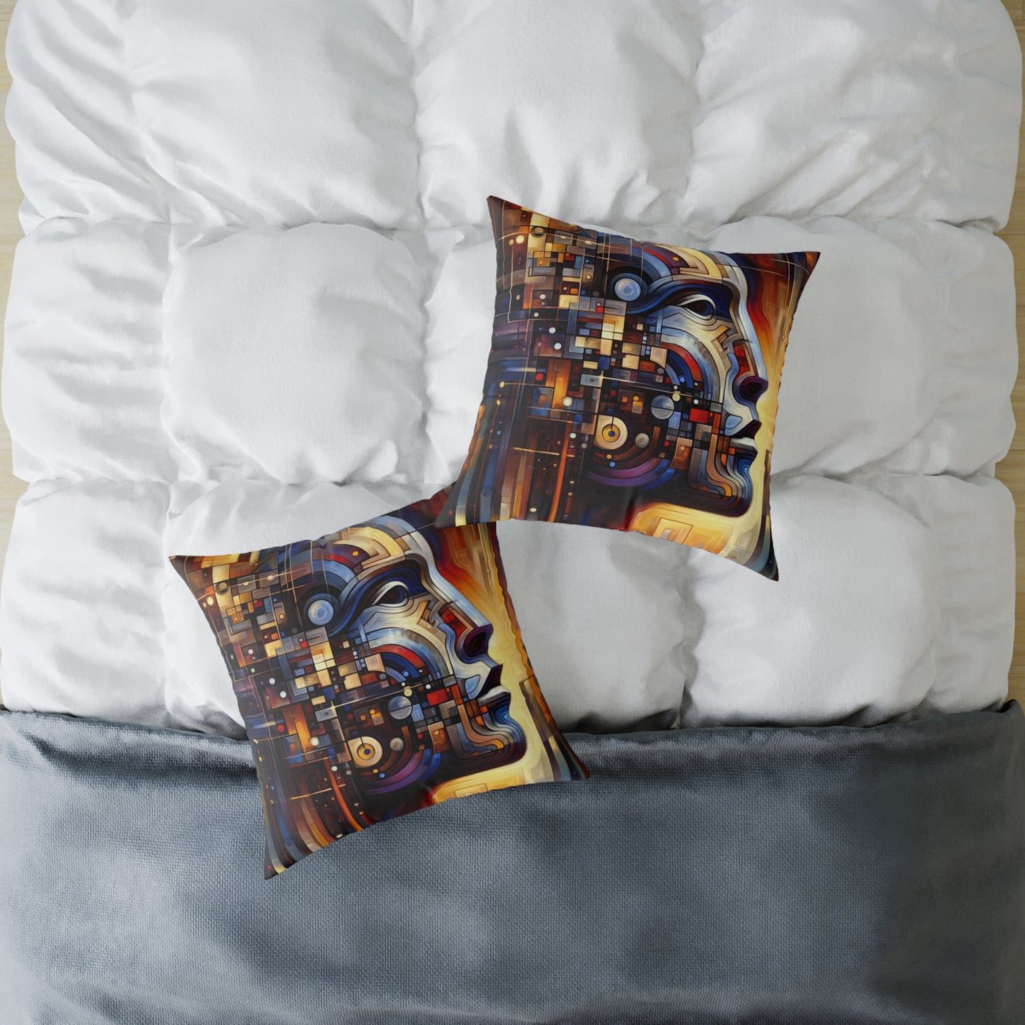 Reflective Tachism Shield Spun Polyester Pillow