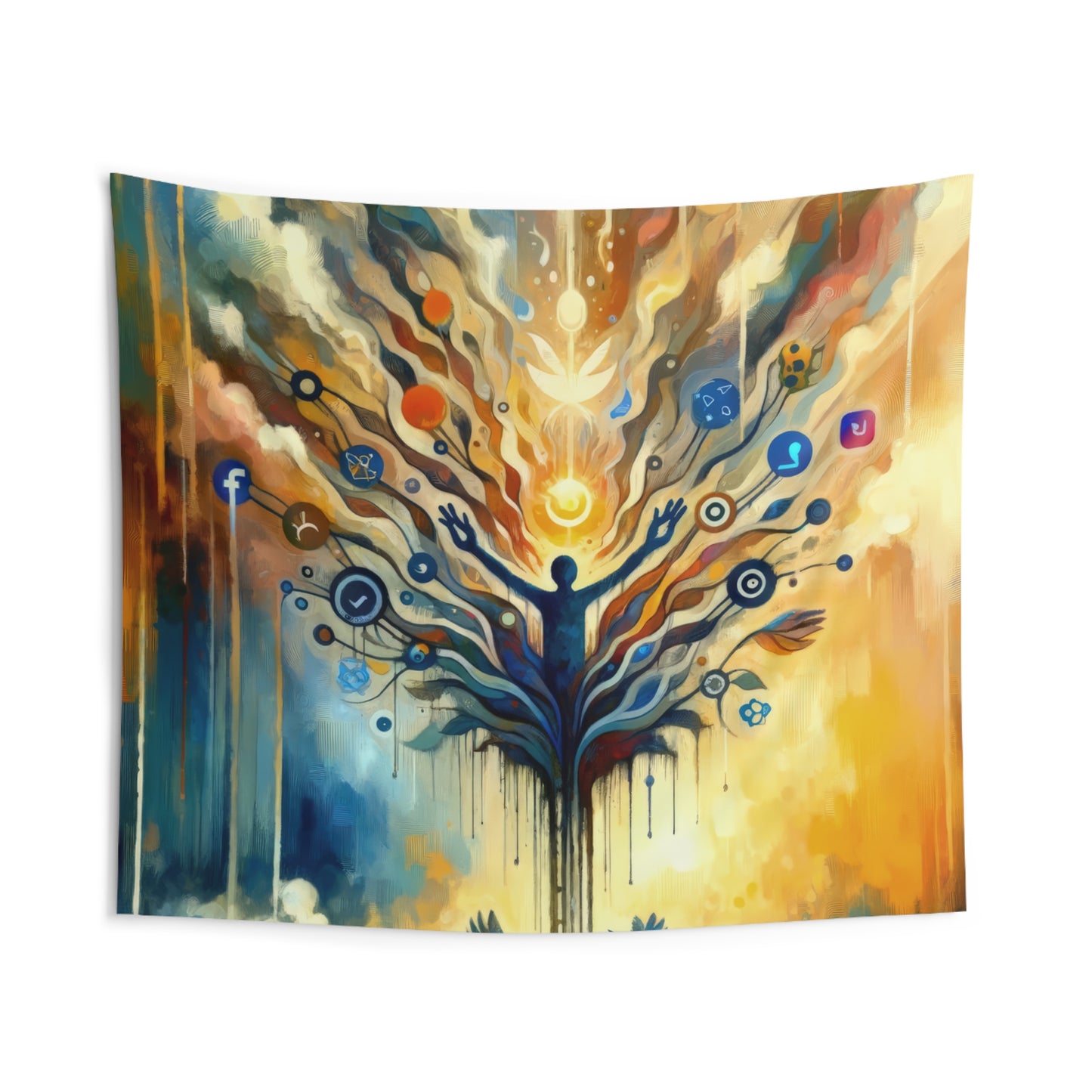 Reflective Digital Meditation Indoor Wall Tapestries