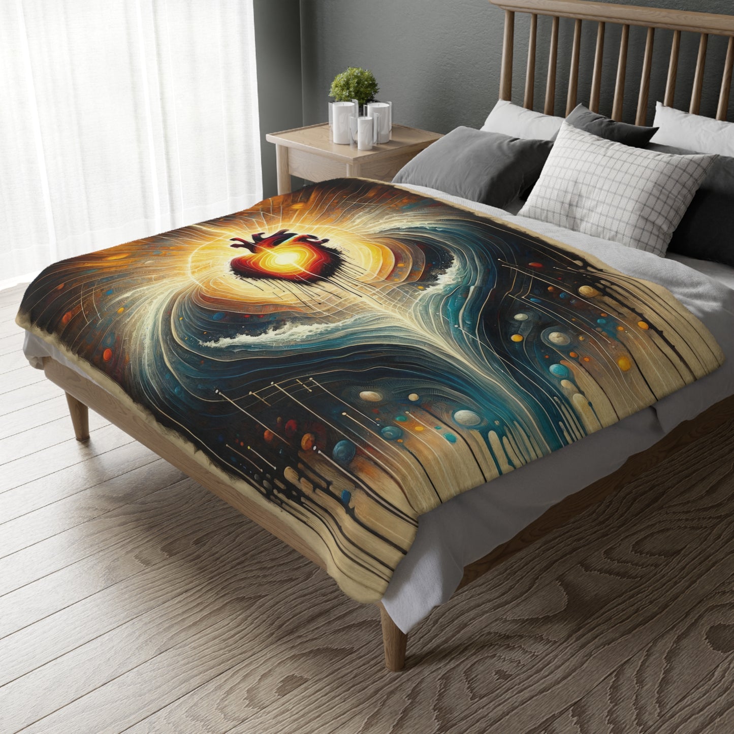 Awakened Heart Waves Velveteen Microfiber Blanket (Two-sided print)
