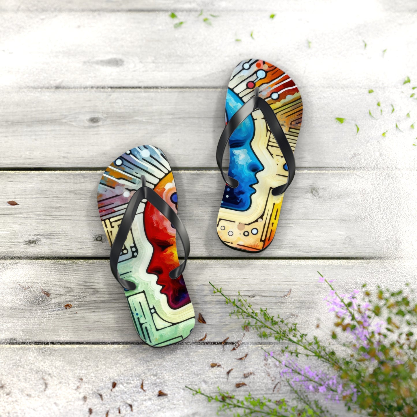 Empathetic Connection Abstract Flip Flops