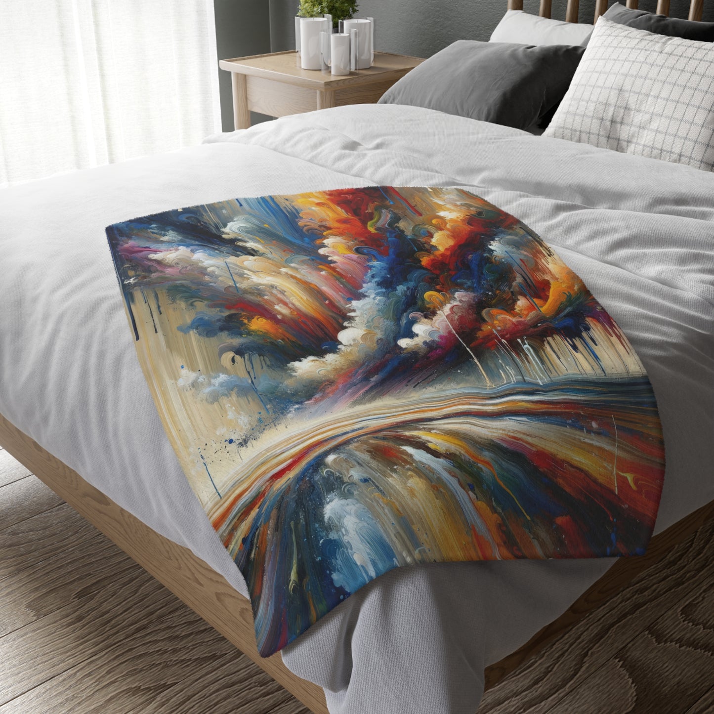 Grandiose Transformation Tachism Velveteen Microfiber Blanket (Two-sided print)