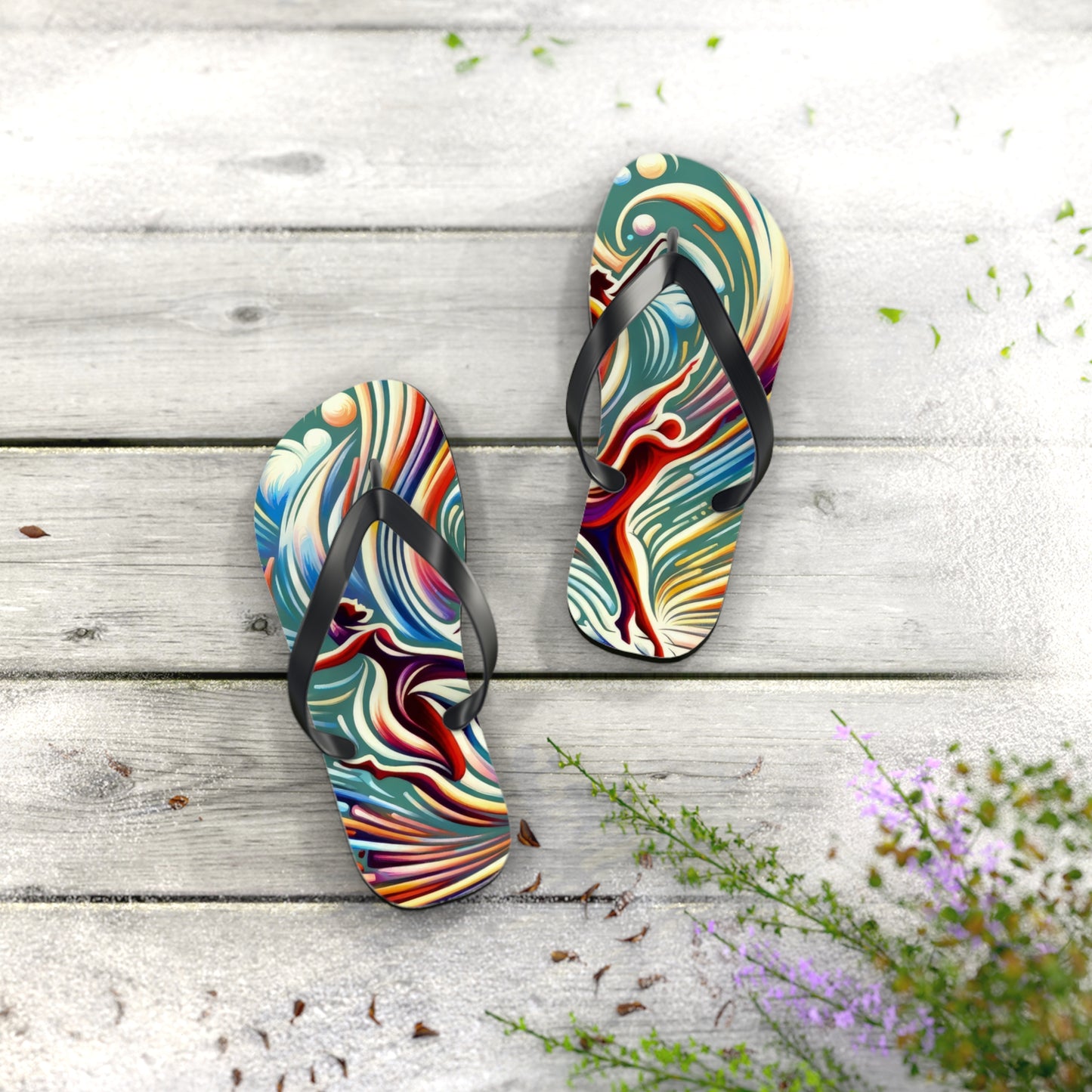 Choreographic Mindful Tachism Flip Flops