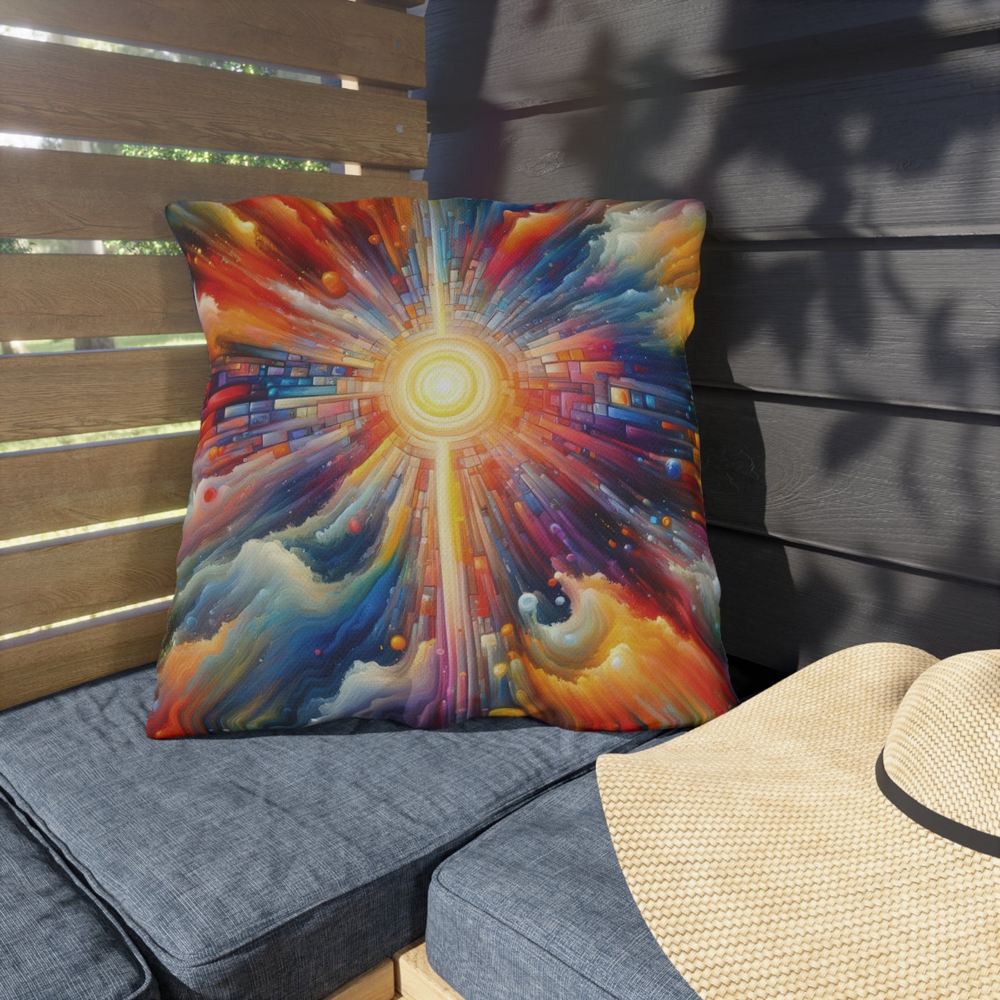 Kaleidoscopic Tachism Breath Outdoor Pillows