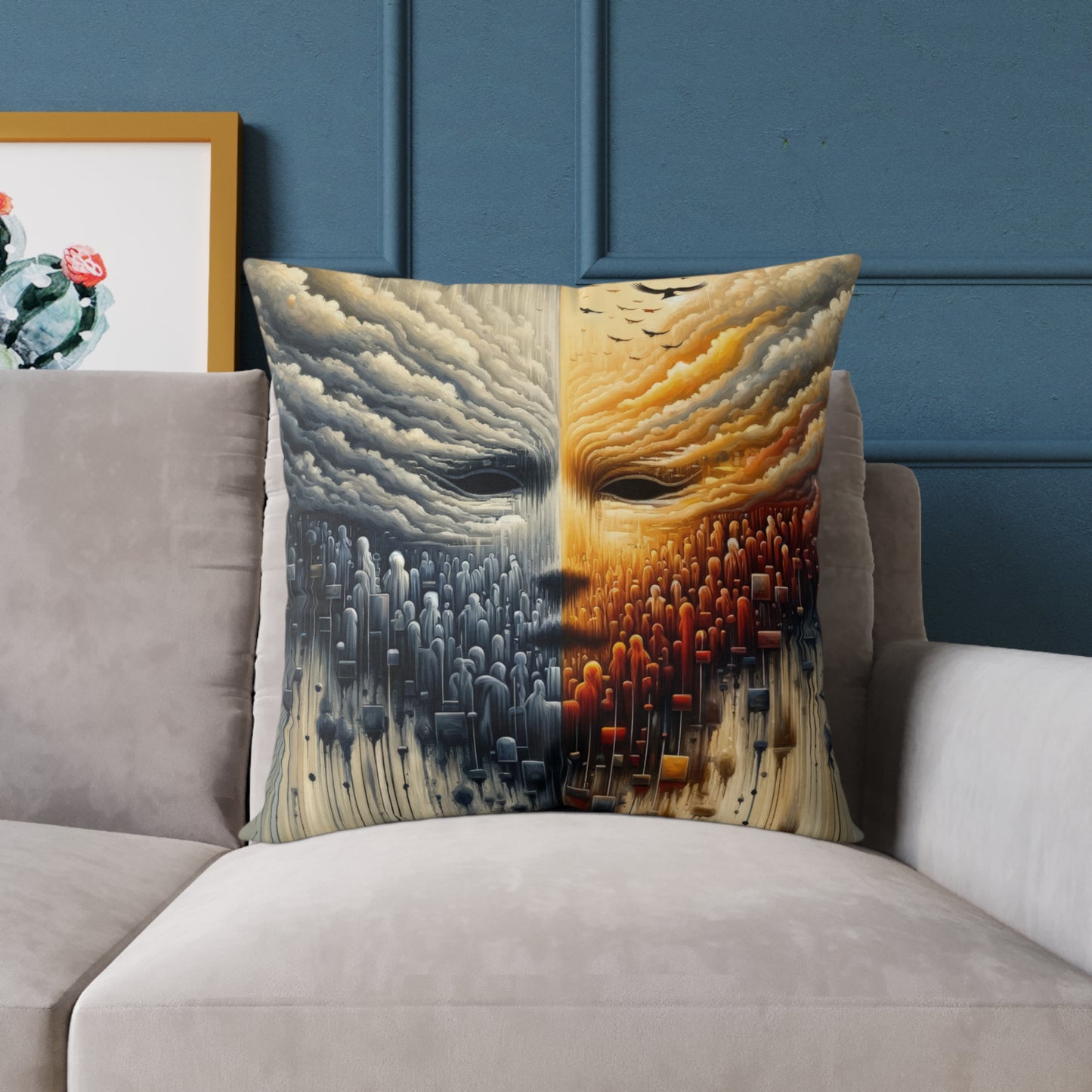 Subdued Revolutionary Currents Spun Polyester Pillow