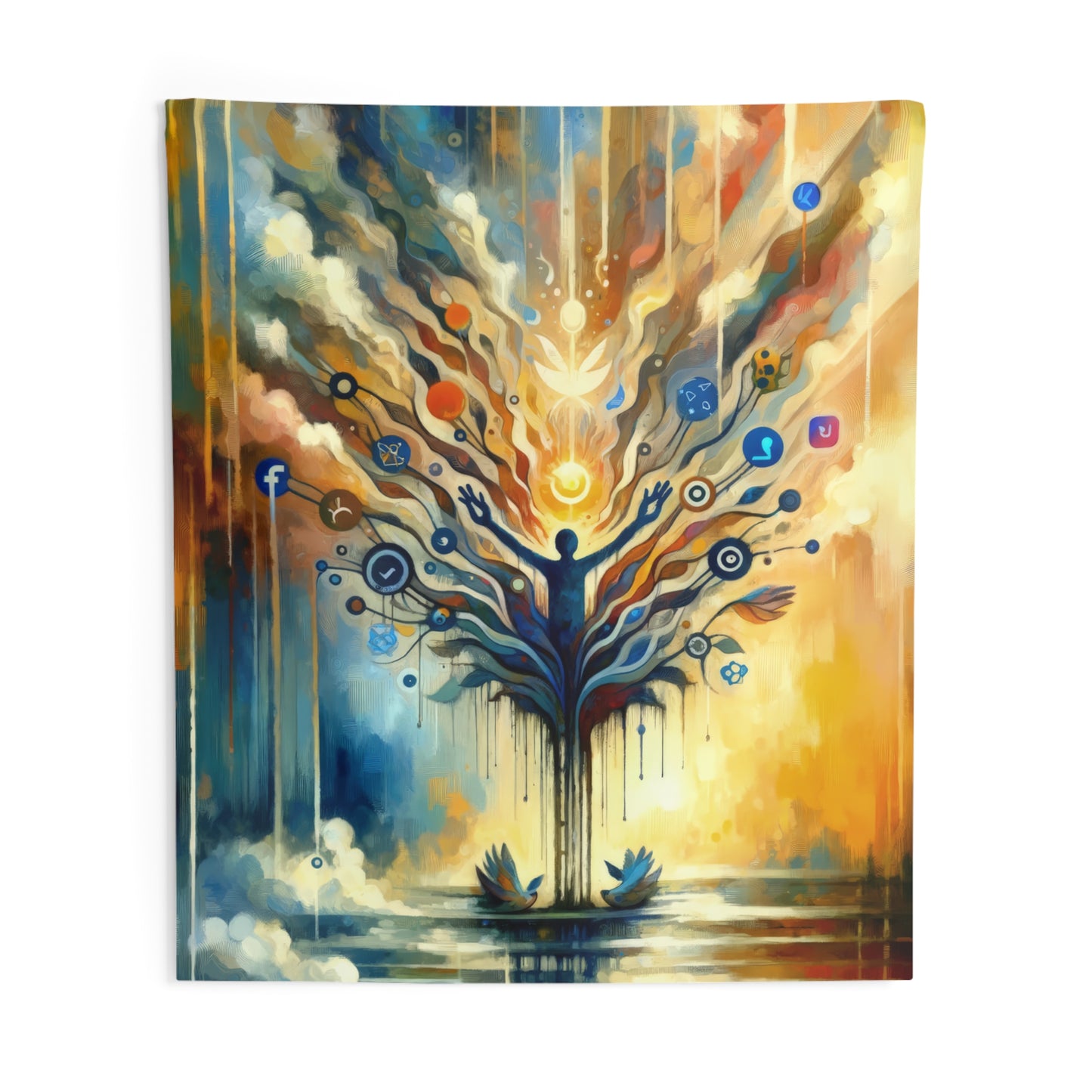 Reflective Digital Meditation Indoor Wall Tapestries