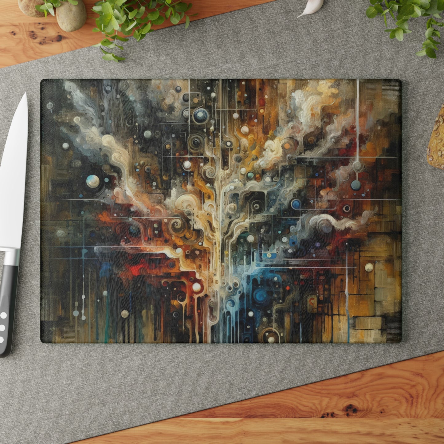 Integral Stewardship Abstract Glass Cutting Board
