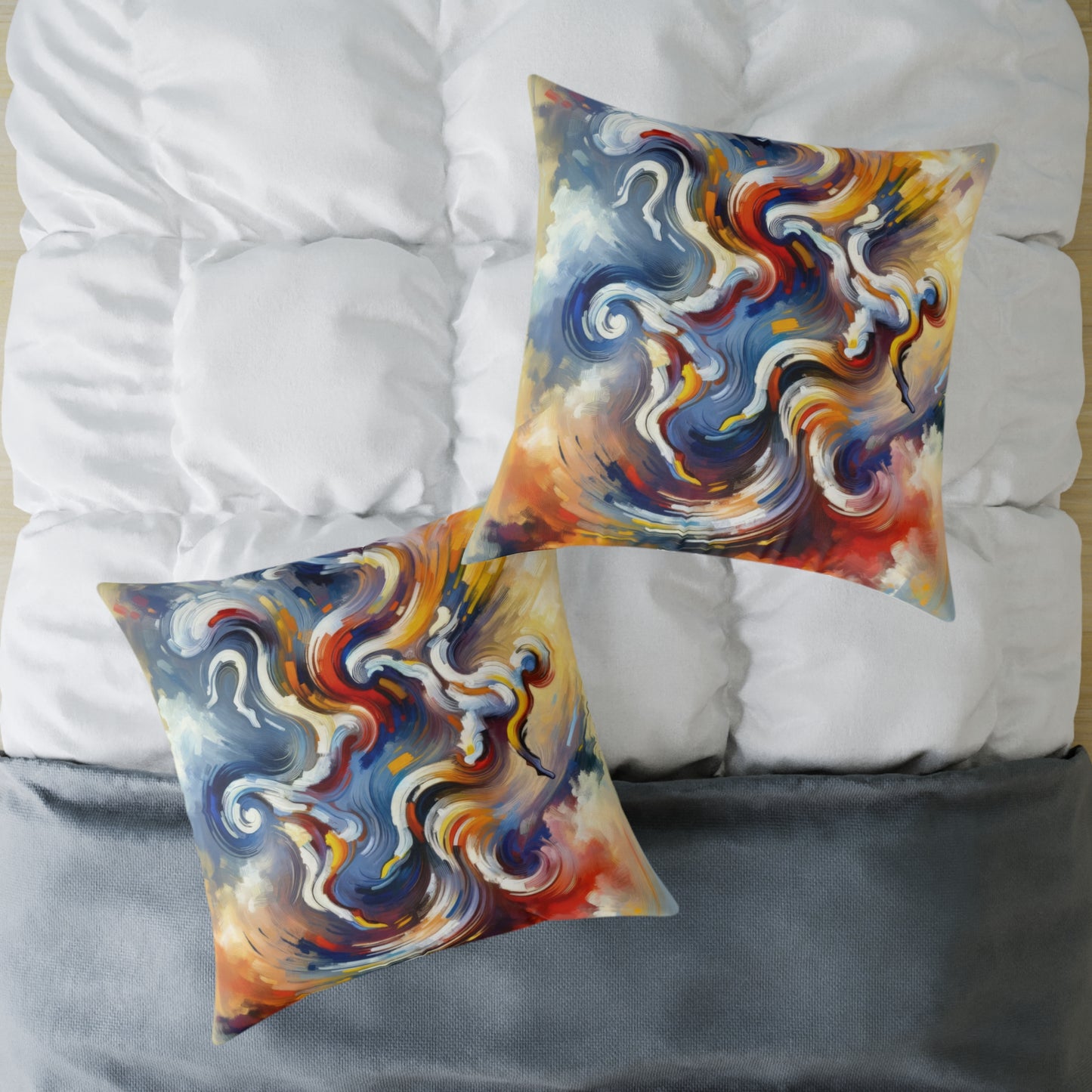 Dancing Disruption Tachism Spun Polyester Pillow