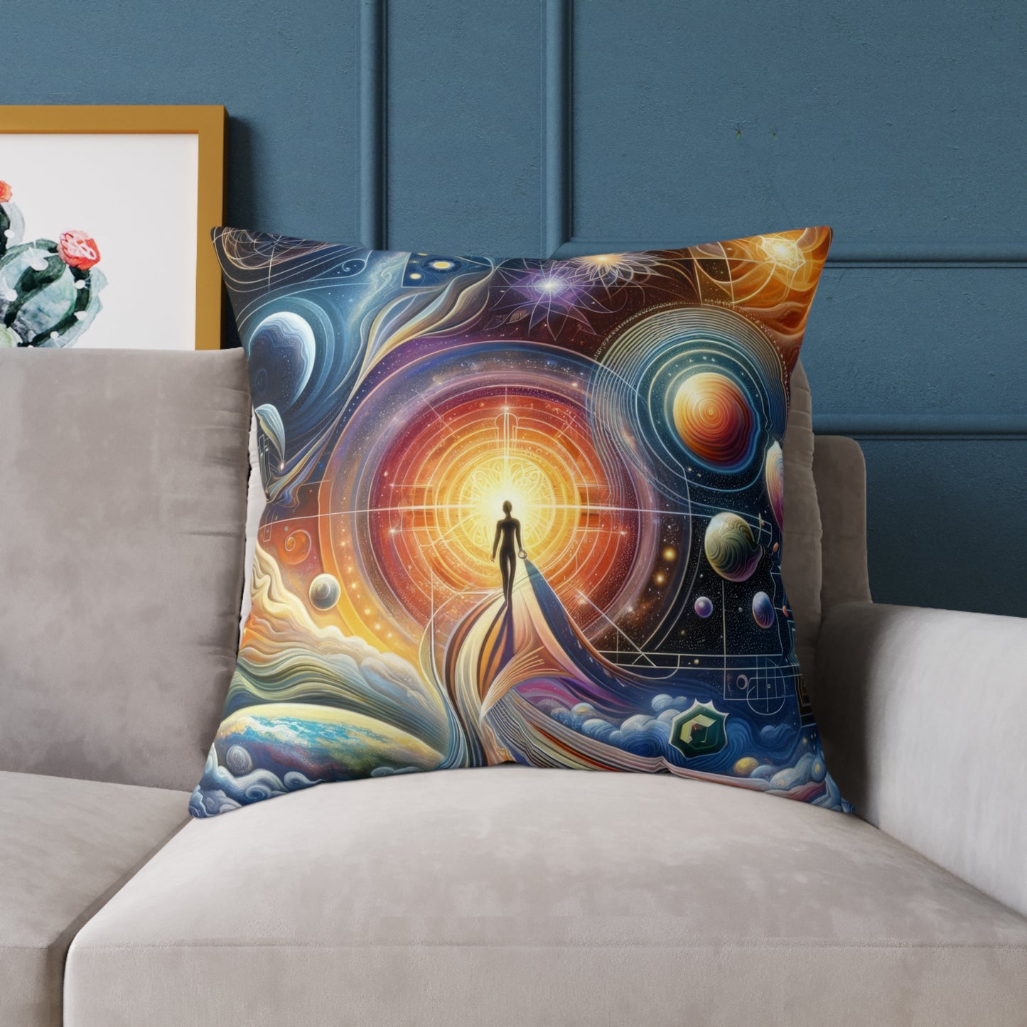 Unified Cosmic Alignment Spun Polyester Pillow