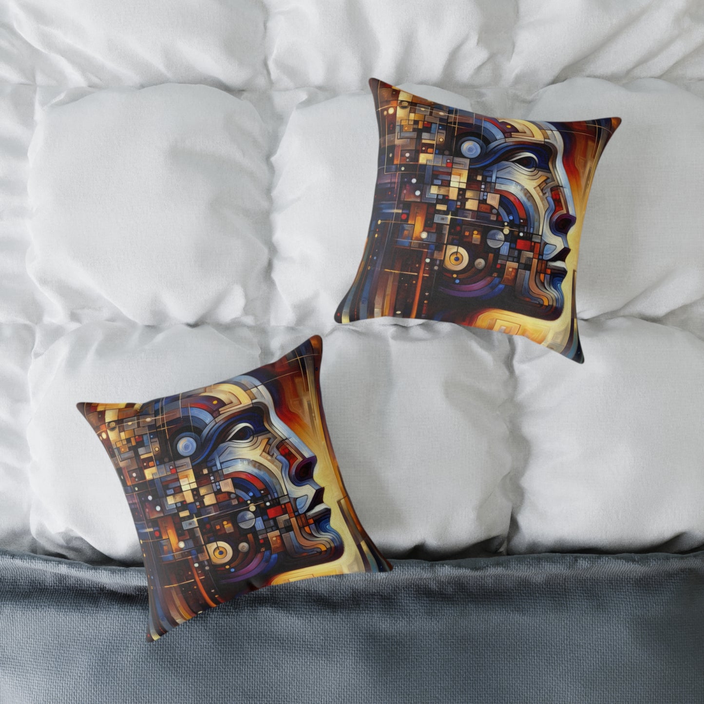 Reflective Tachism Shield Spun Polyester Pillow