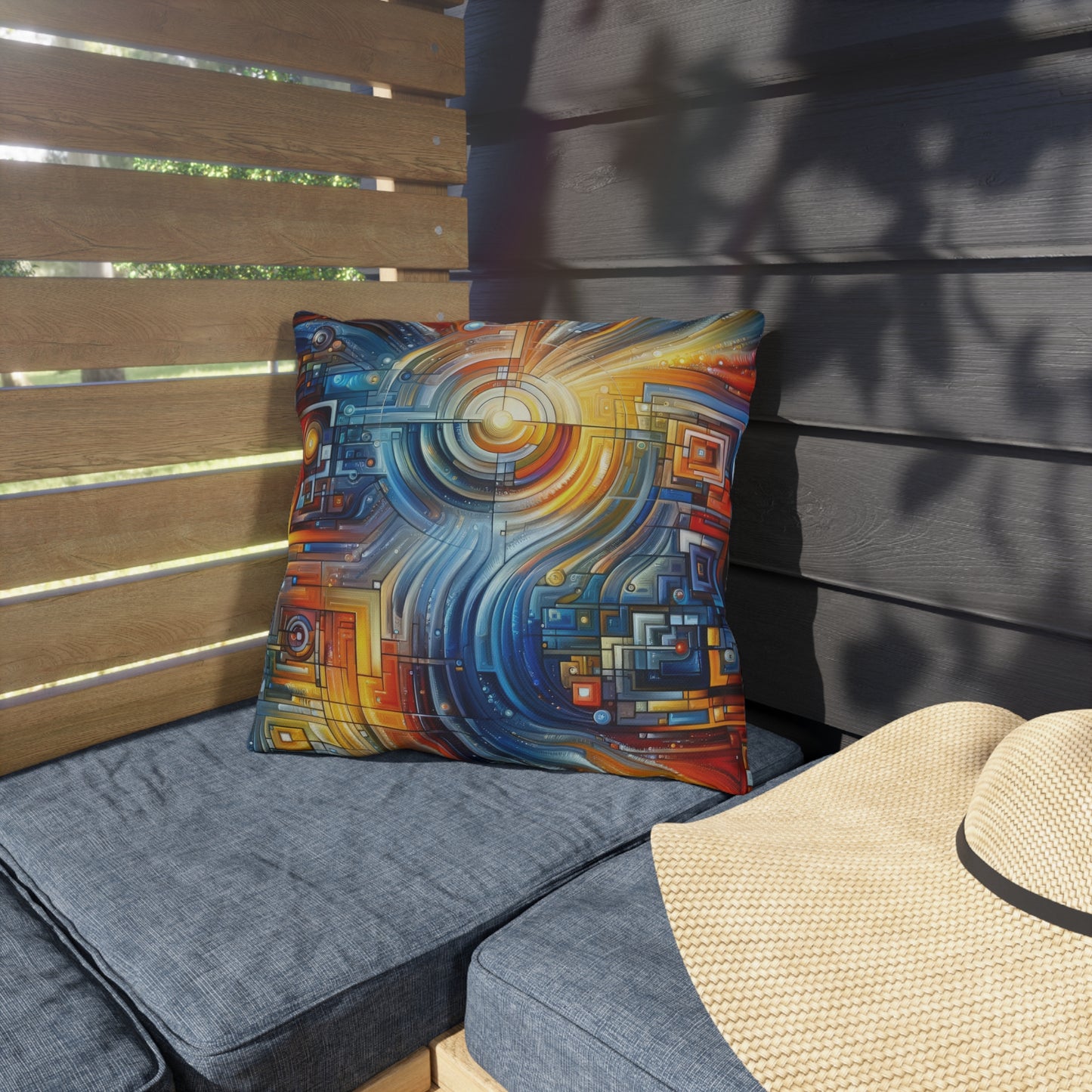 Digital Tachism Connectivity Outdoor Pillows